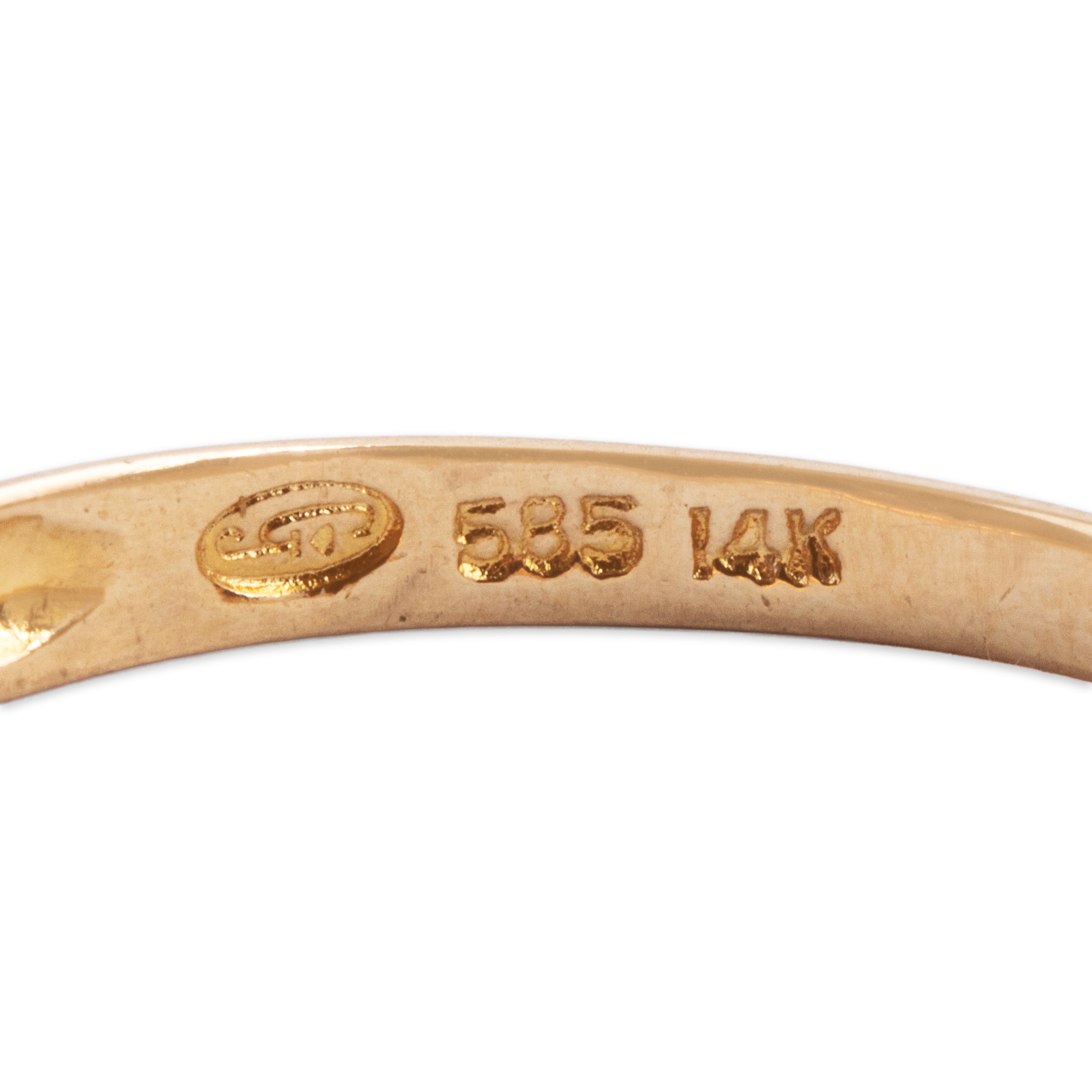 Vintage 14k Yellow Gold Diamond Roped Solitaire Band Ring - Hallmark view