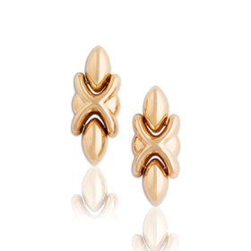 Vintage Italian 14k Yellow Gold Sleek X Link Dangle Earrings