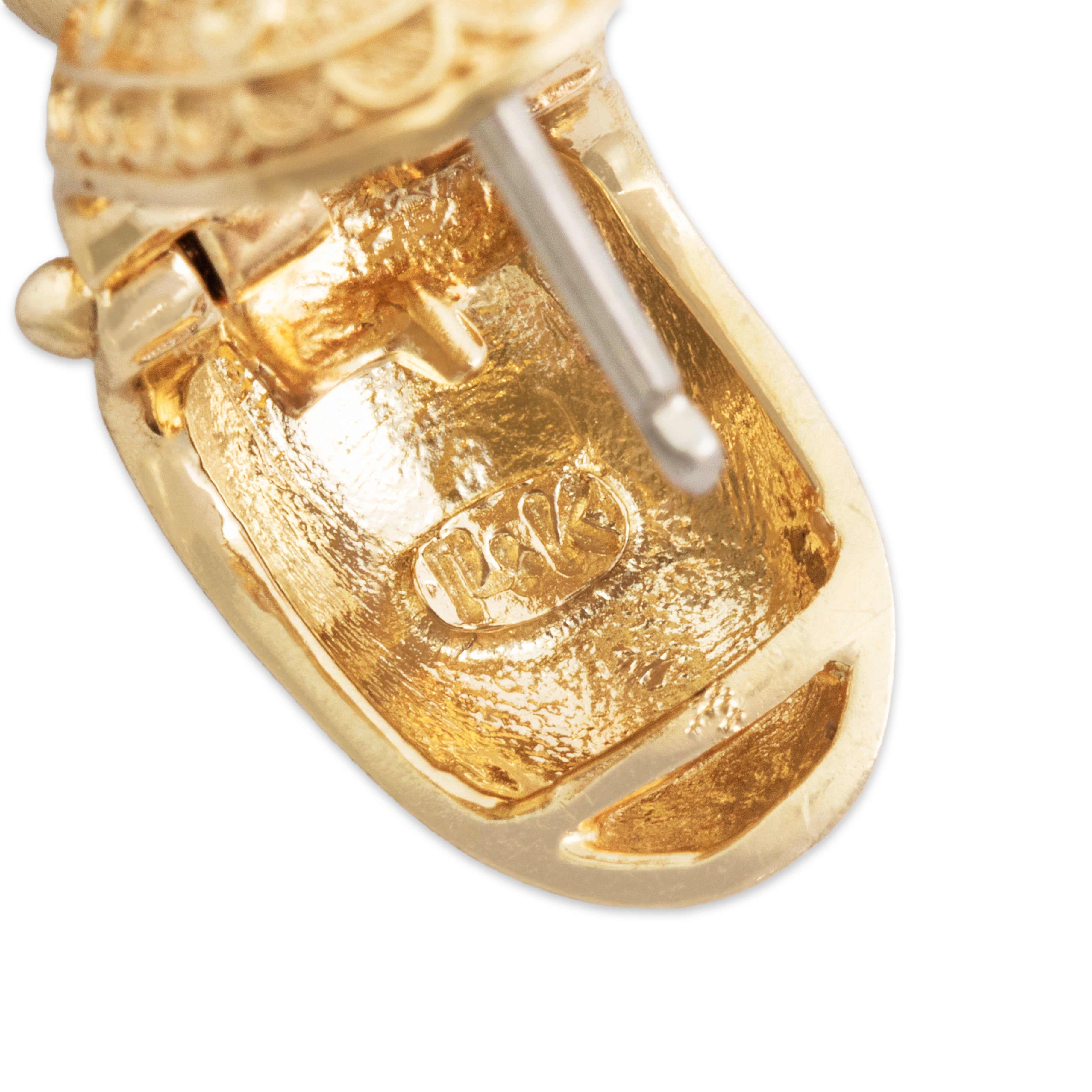 Vintage Heavy 14k Yellow Gold 1.1cttw Sapphire Superb Lantern Dangle Earrings - Hallmark view