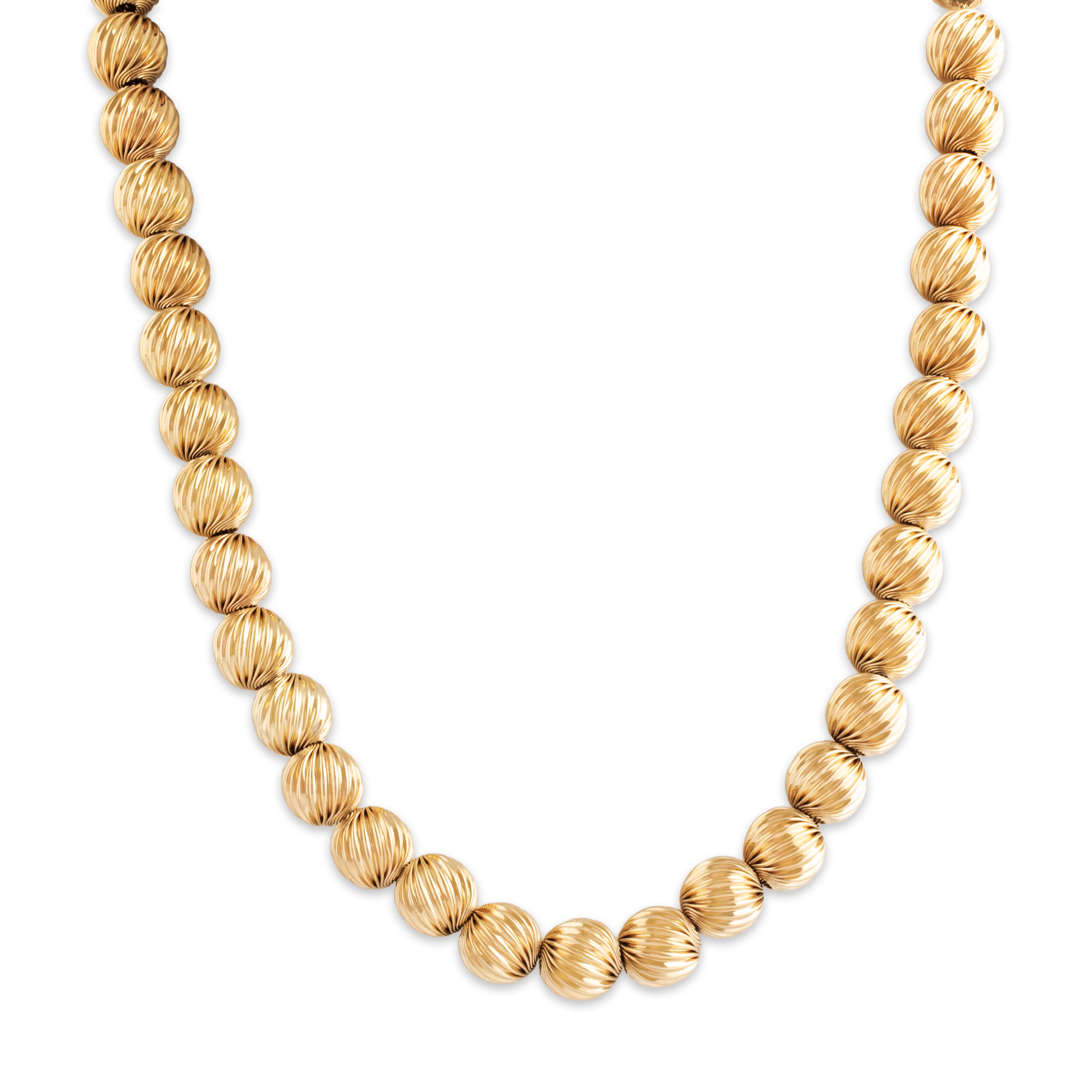 Vintage 14k Yellow Gold Fabulous Swirled Bead Chunky Necklace - Close-up view