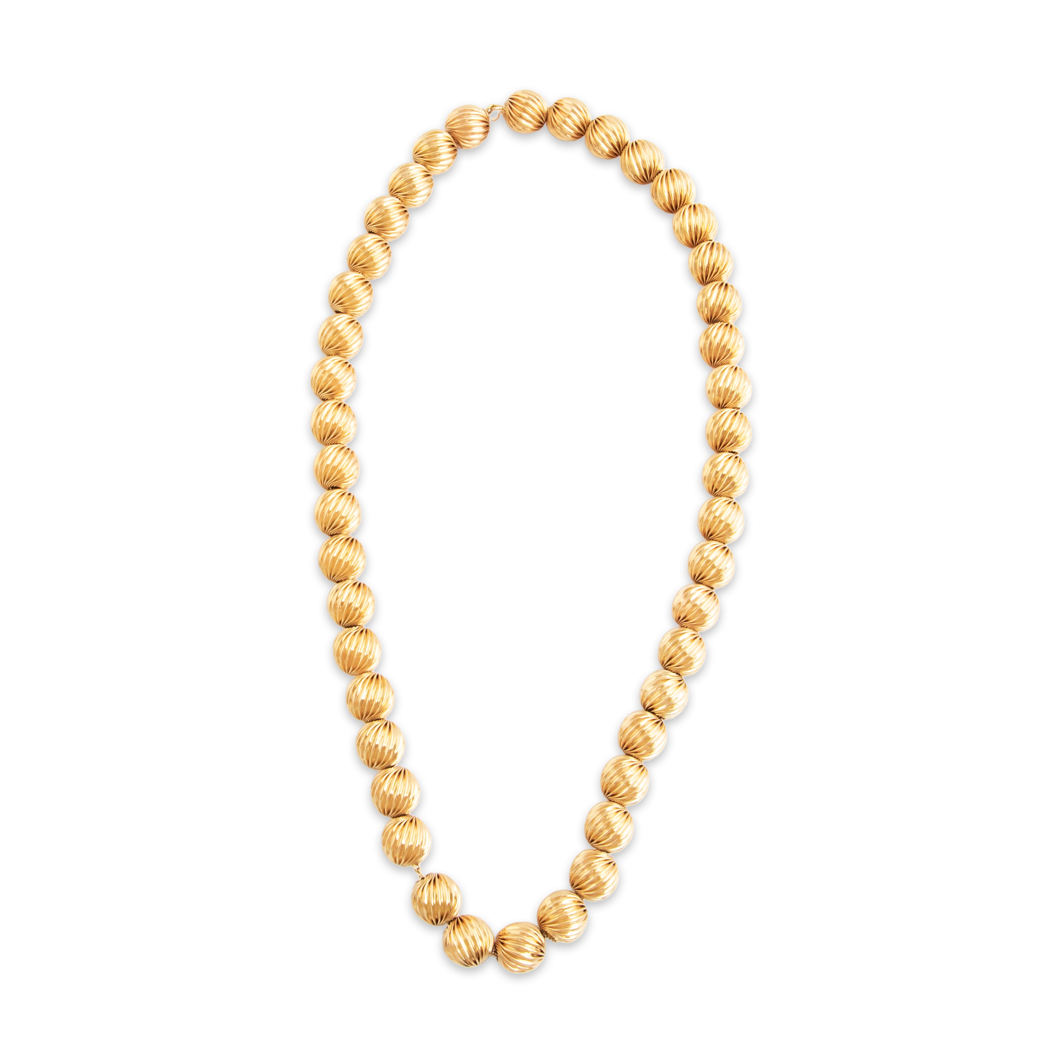 Vintage 14k Yellow Gold Fabulous Swirled Bead Chunky Necklace - Overall view