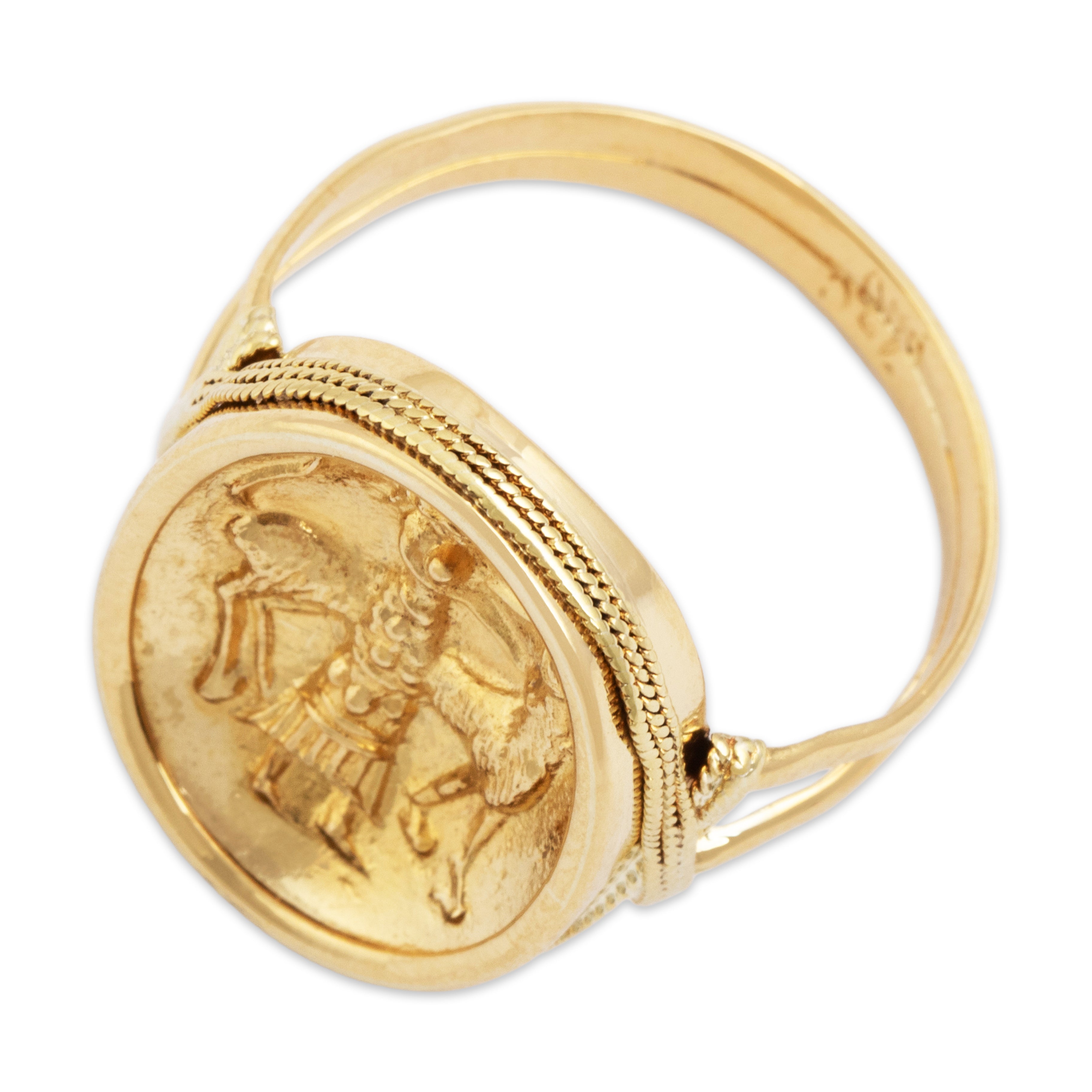 Vintage 18k Yellow Gold Artemis With Hound Ring - Overall view