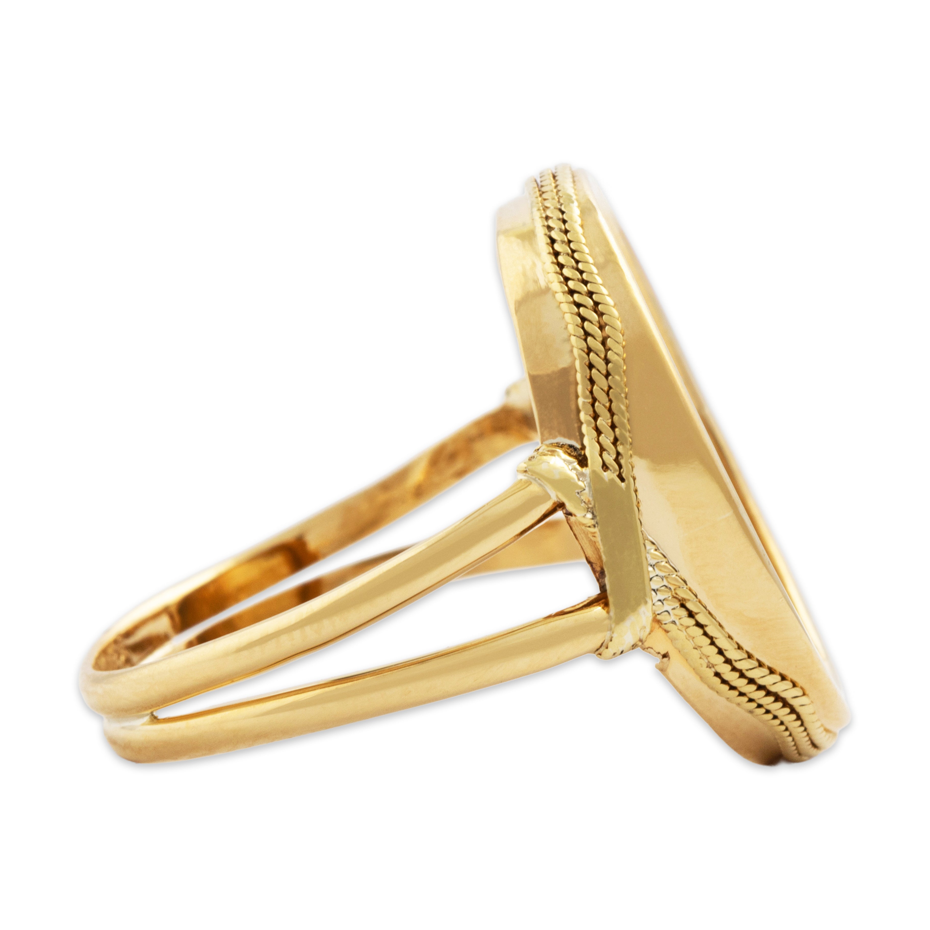 Vintage 18k Yellow Gold Artemis With Hound Ring - Side view