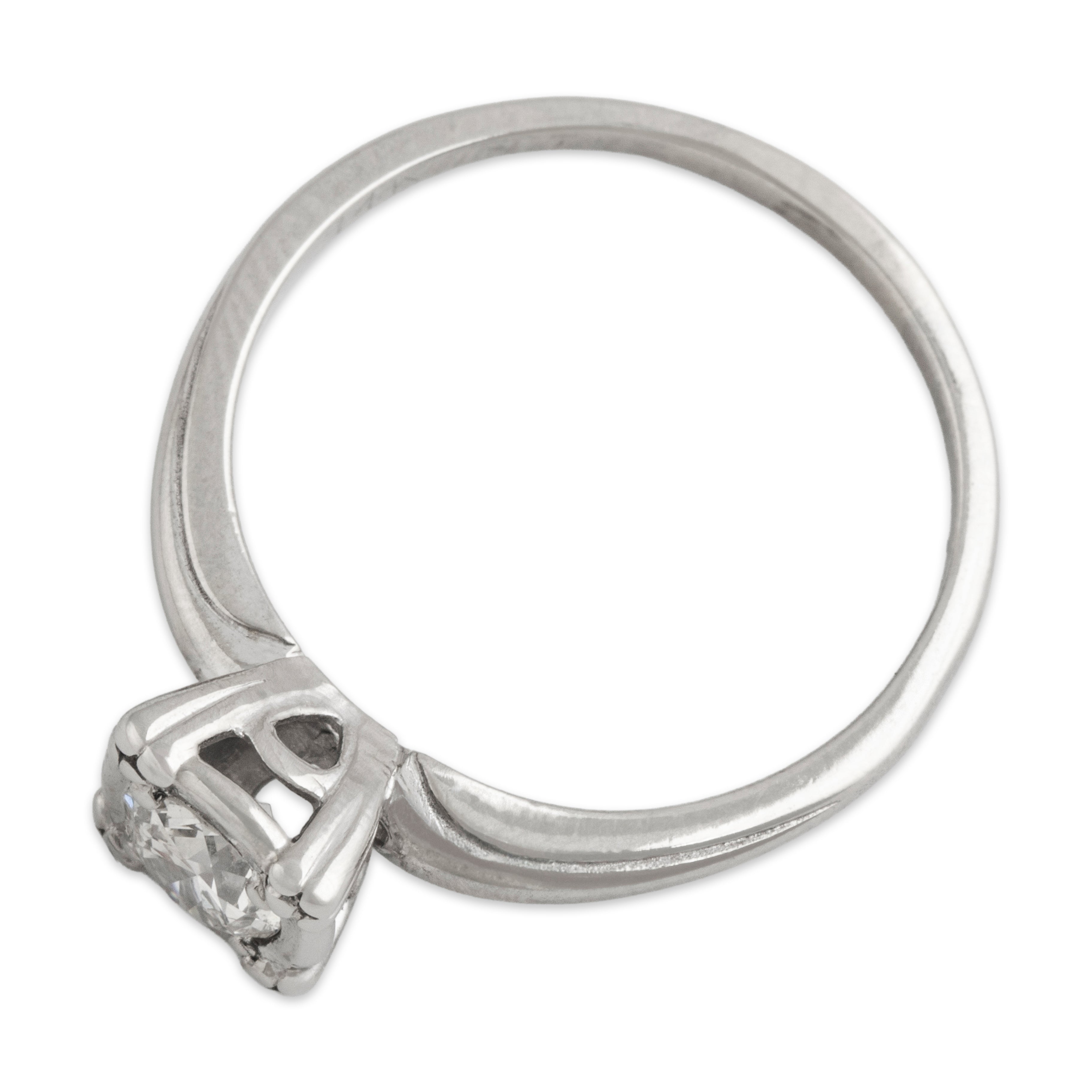 Vintage 14k White Gold .49ct Old European Cut Diamond Striking Solitaire Ring - Overall view