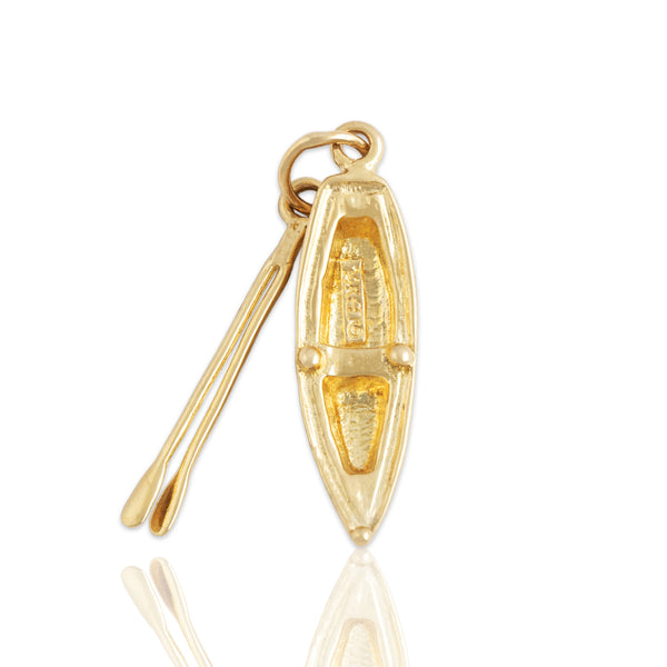 Vintage 14k Yellow Gold Wonderful Rowboat & Oars Charm / Pendant