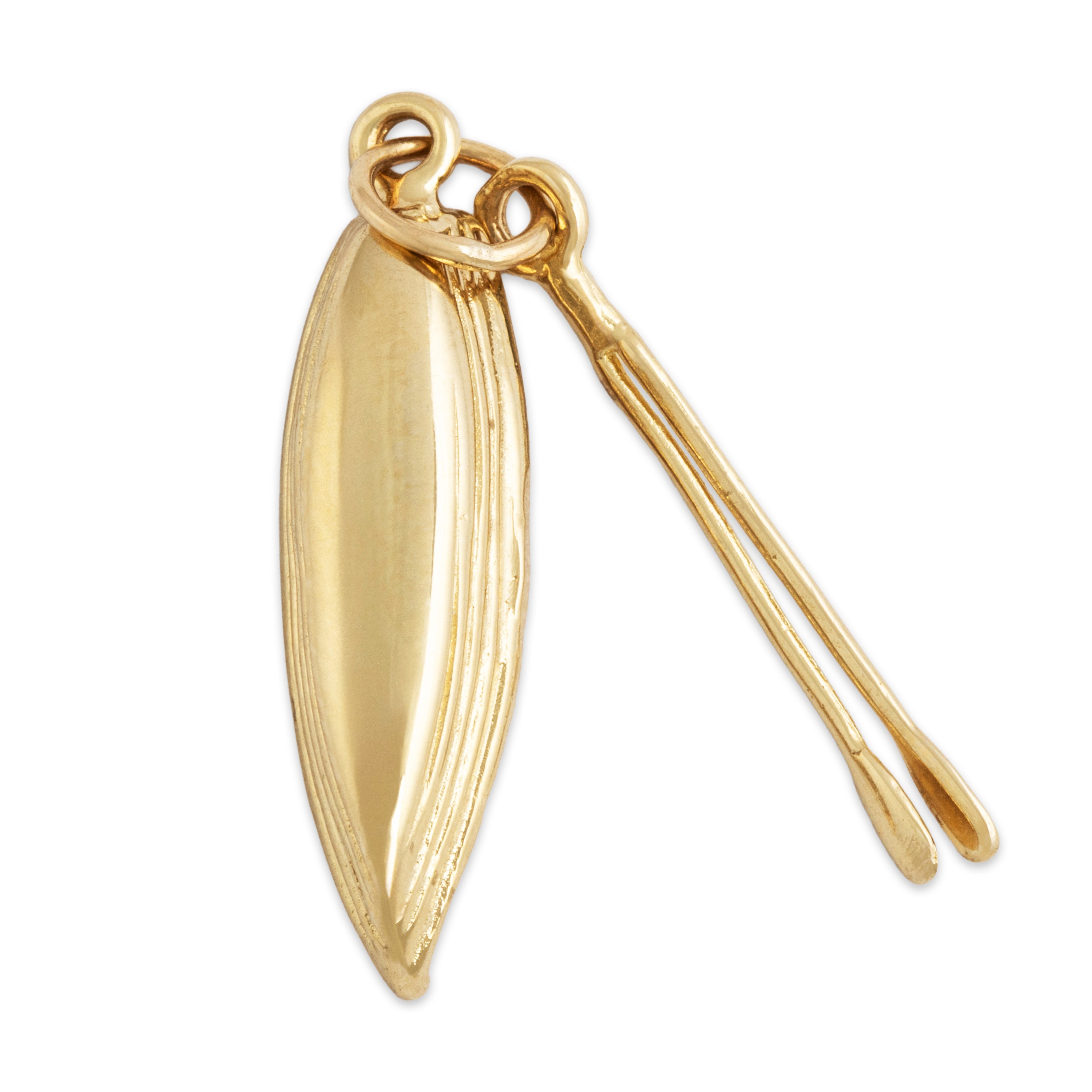 Vintage 14k Yellow Gold Wonderful Rowboat & Oars Charm / Pendant - Overall view