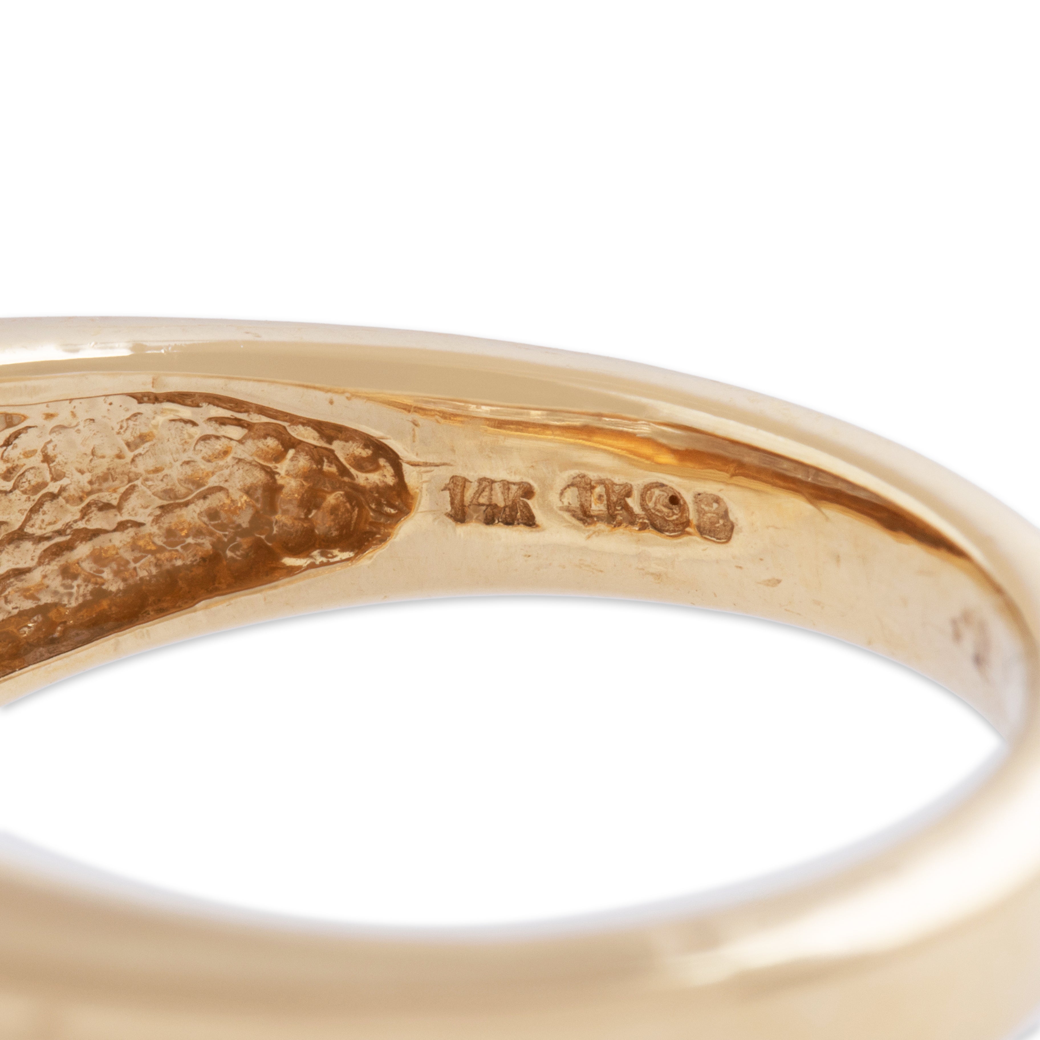 Vintage Heavy 14k Yellow Gold 1.1ct Sapphire Diamond Dramatic Marquise Ring - Hallmark view