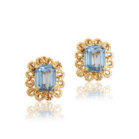 Vintage Italian 18k Yellow Gold 9.6cttw Blue Synthetic Spinel Fabulous Earrings