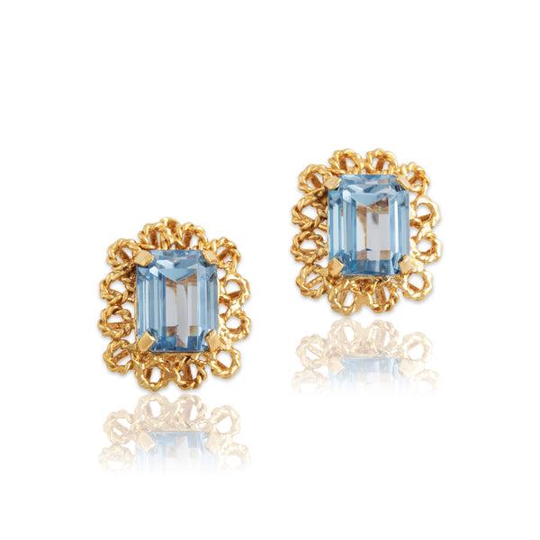 Vintage Italian 18k Yellow Gold 9.6cttw Blue Synthetic Spinel Fabulous Earrings