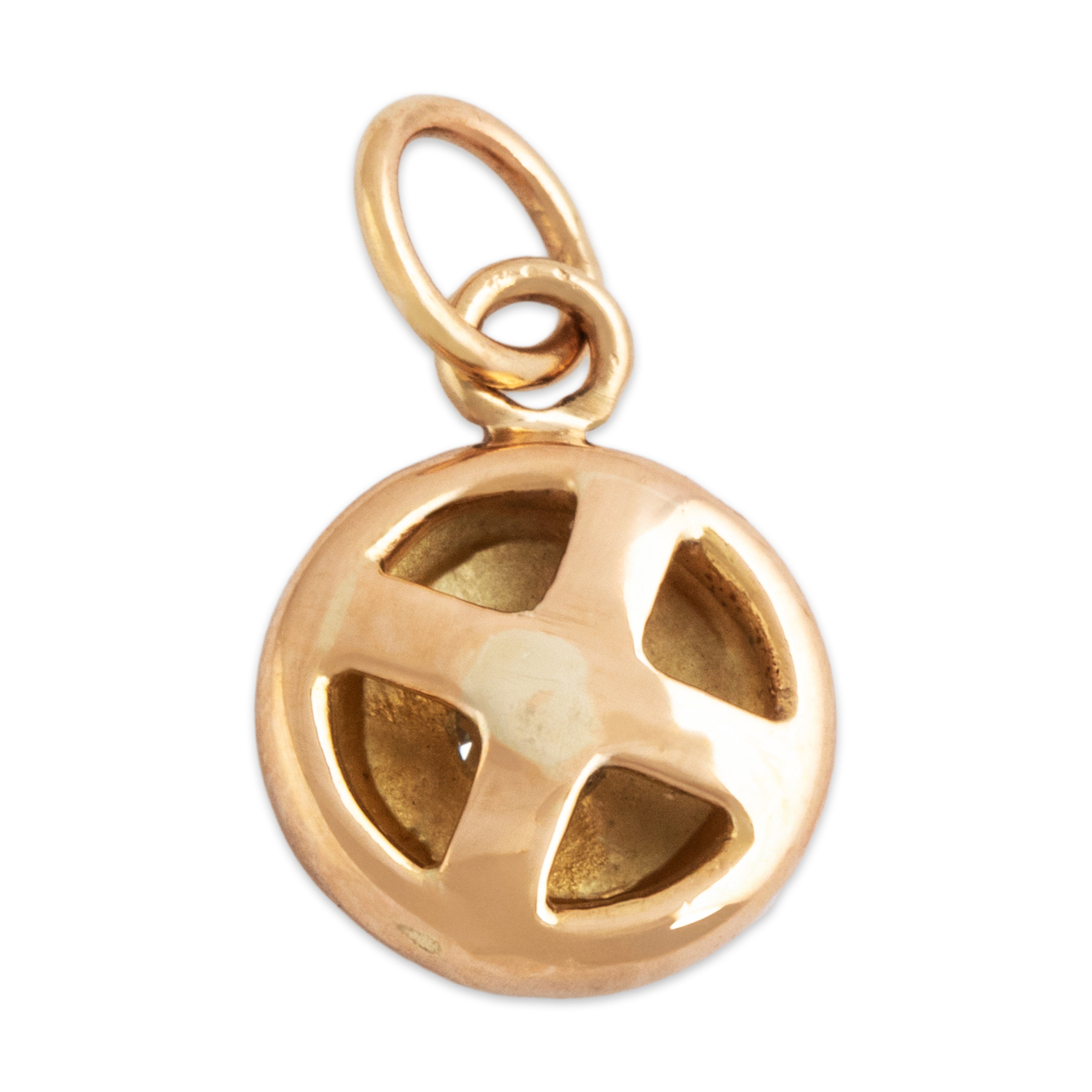 Antique 14k Rosy Yellow Gold Old Mine Diamond Gleaming Star-Set Charm / Pendant - Back view