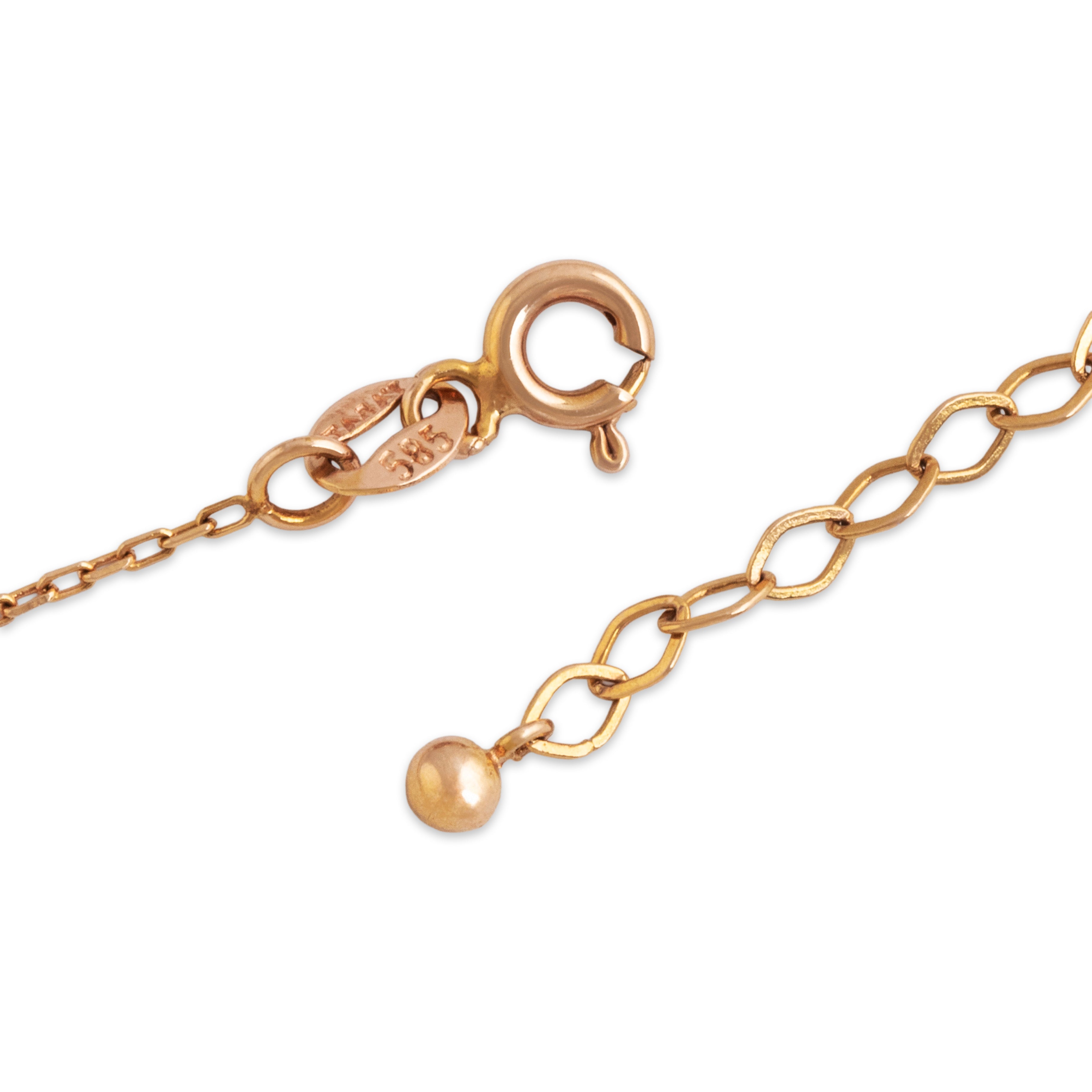 Estate 14k Rose Gold Dainty Blue Enamel Evil Eye Necklace - clasp view