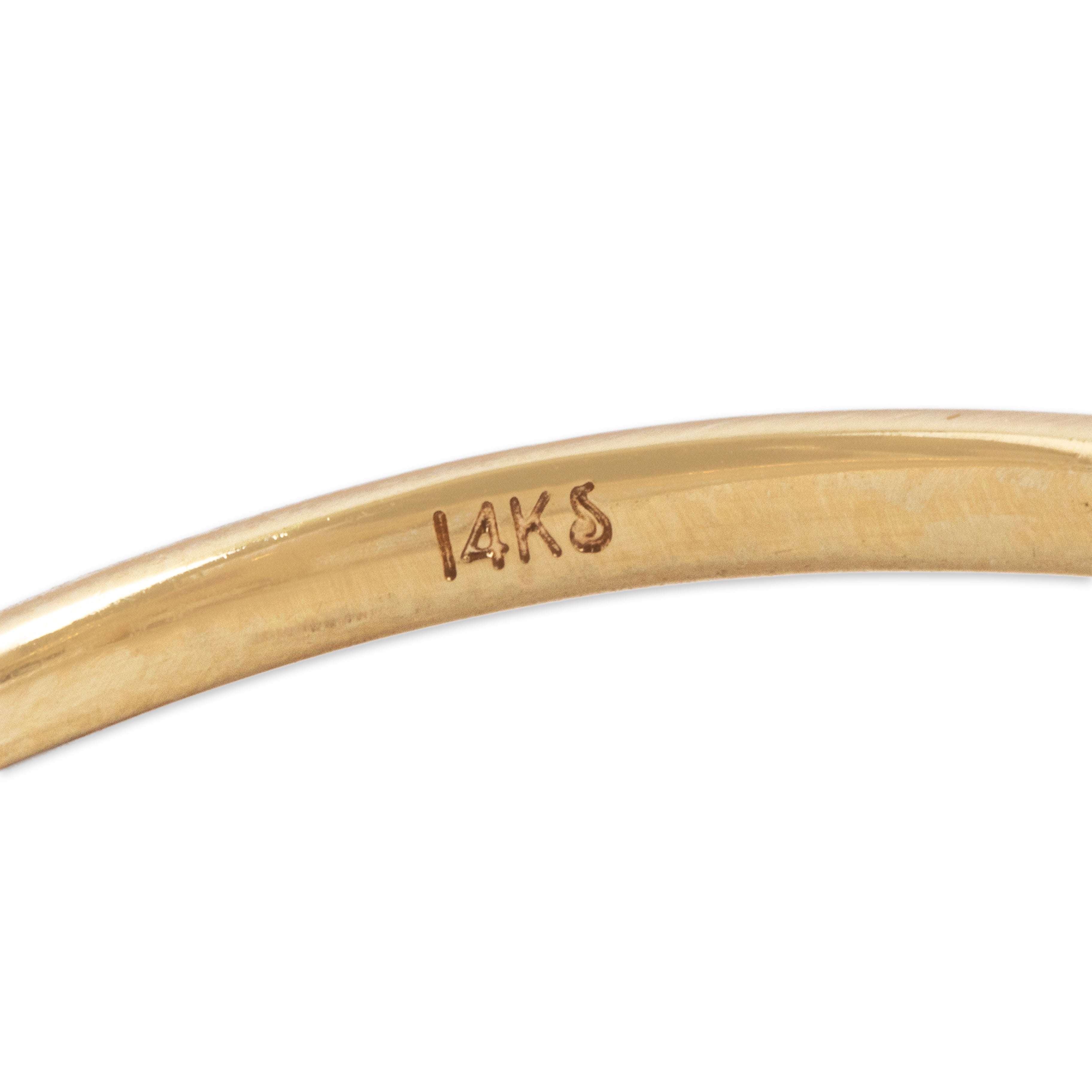 Vintage 14k Yellow Gold 1.3ct Ruby Diamond Bright Trio Ring - Hallmark view