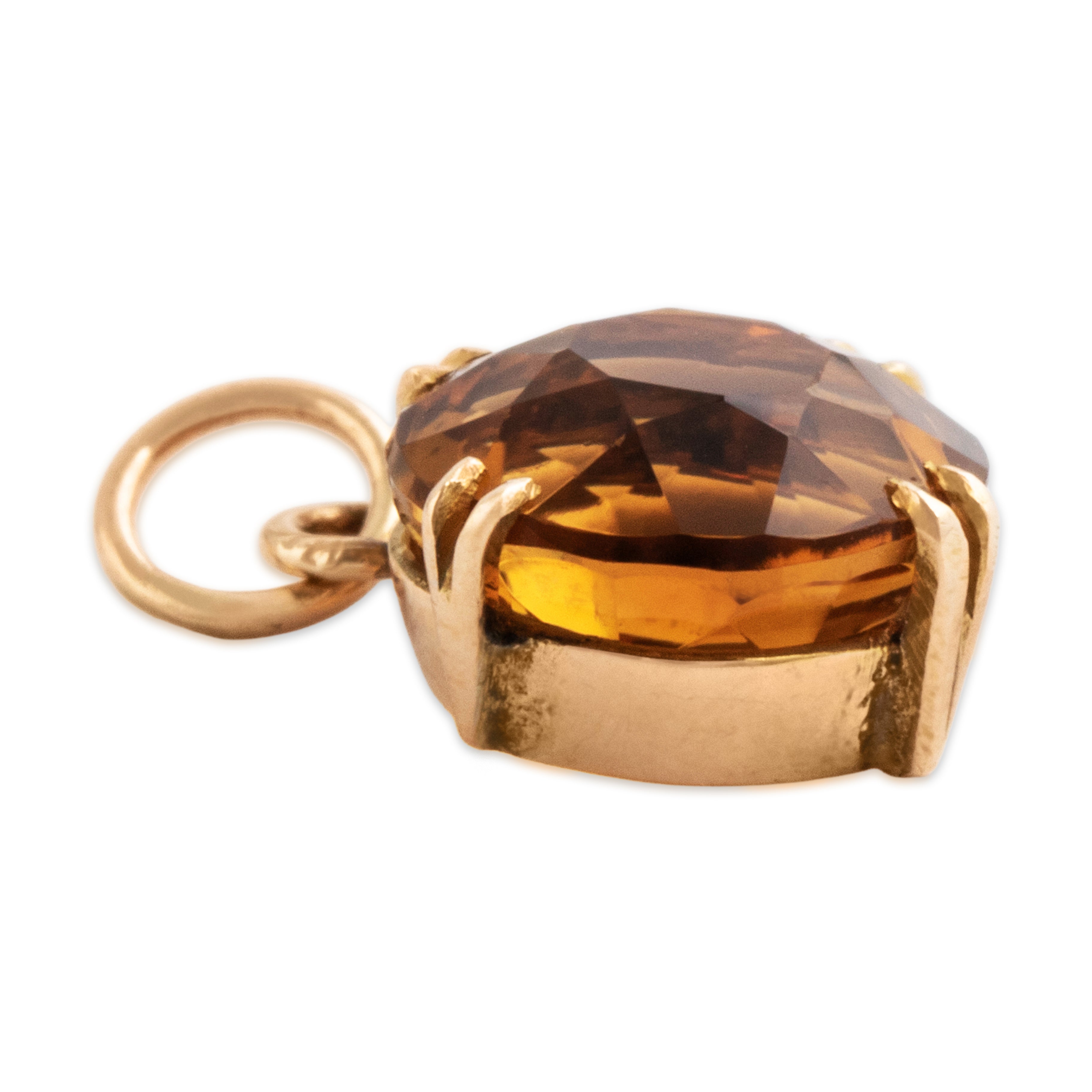 Antique 14k Yellow Gold 2.5ct Citrine Flashing Golden Glow Charm / Pendant