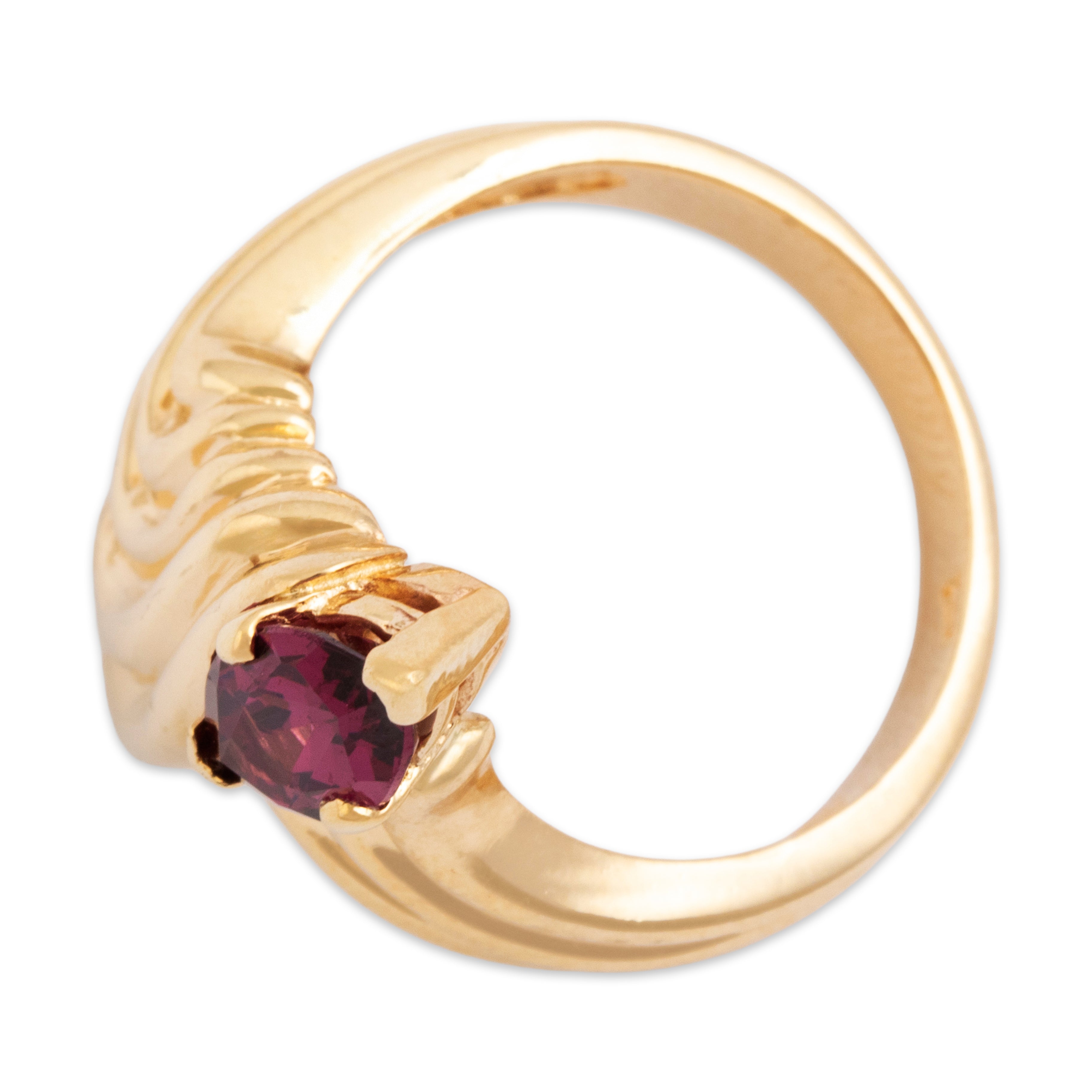Vintage Heavy 14k Yellow Gold 1ct Pink Garnet Bold Ascending Marquise Ring - Overall view