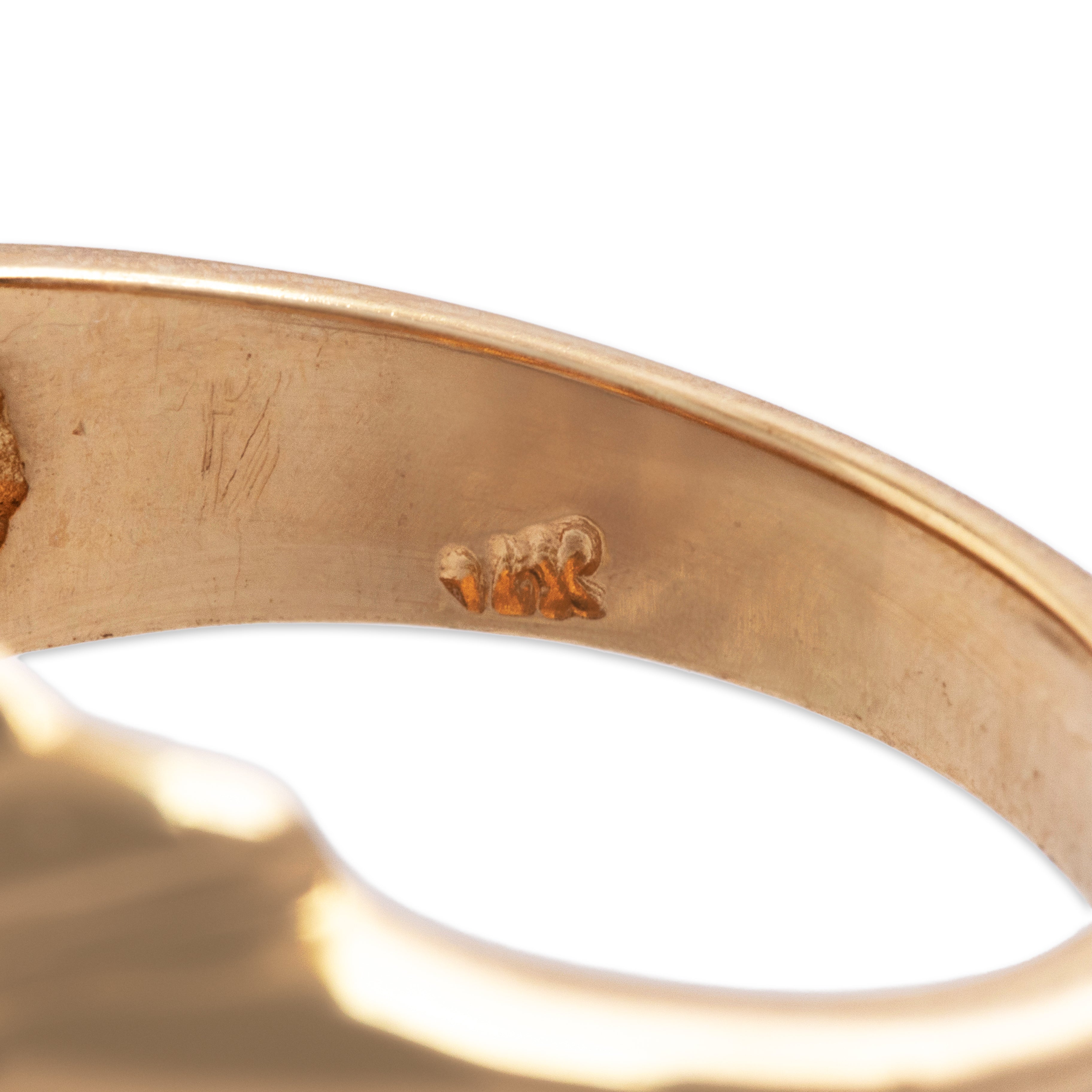 Vintage Heavy 14k Yellow Gold 1ct Pink Garnet Bold Ascending Marquise Ring - Hallmark view