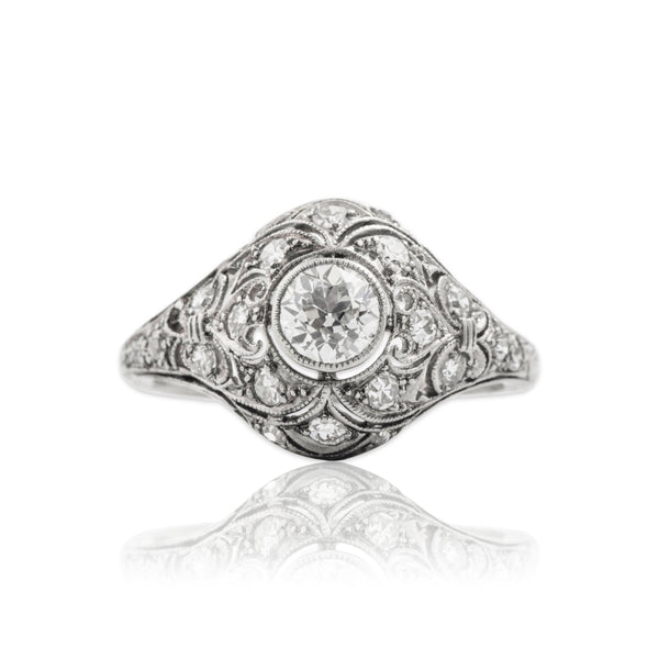 Antique Edwardian Platinum .622cttw Old European Diamond Dazzling Ring 4.75