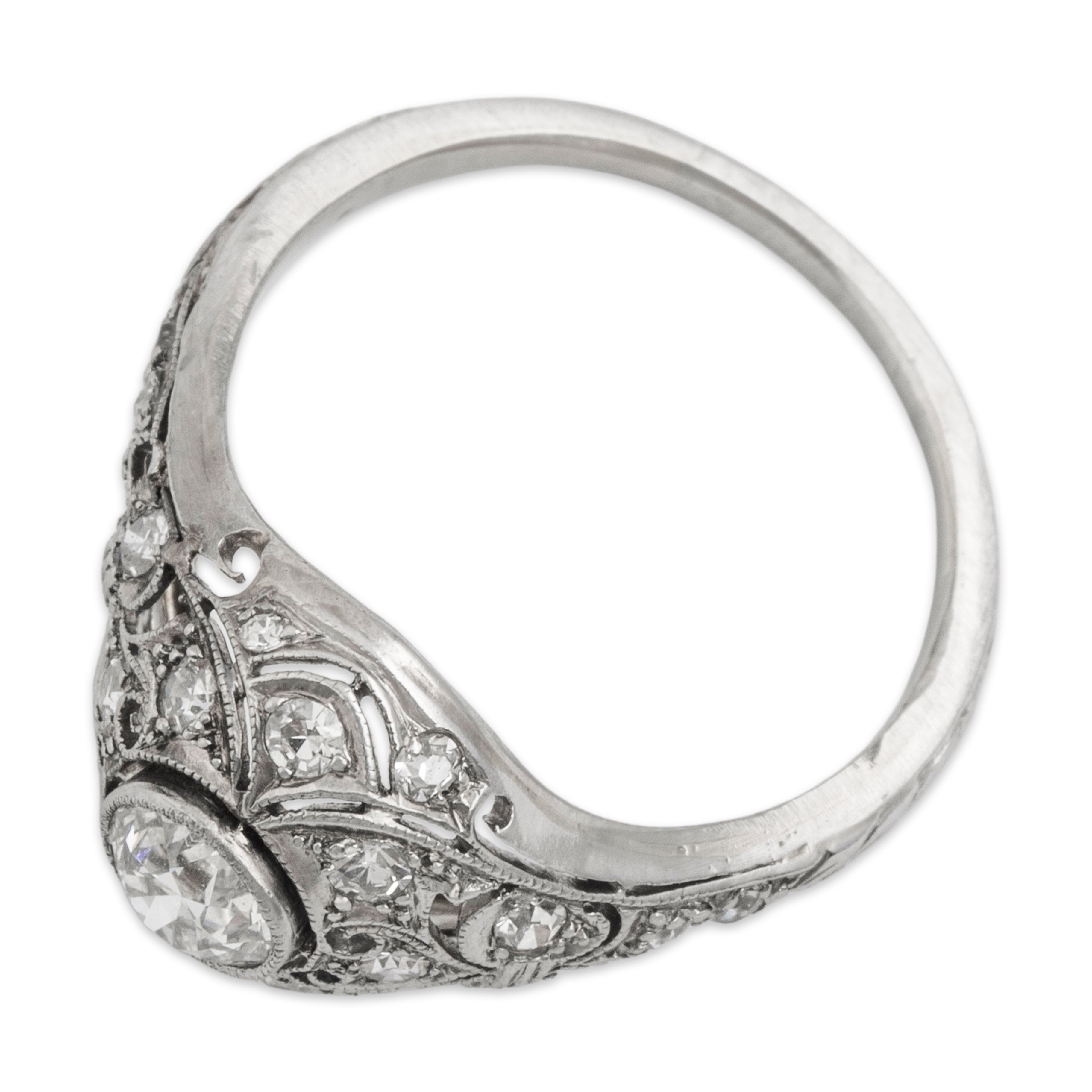 Antique Edwardian Platinum .622cttw Old European Diamond Dazzling Ring - Overall view