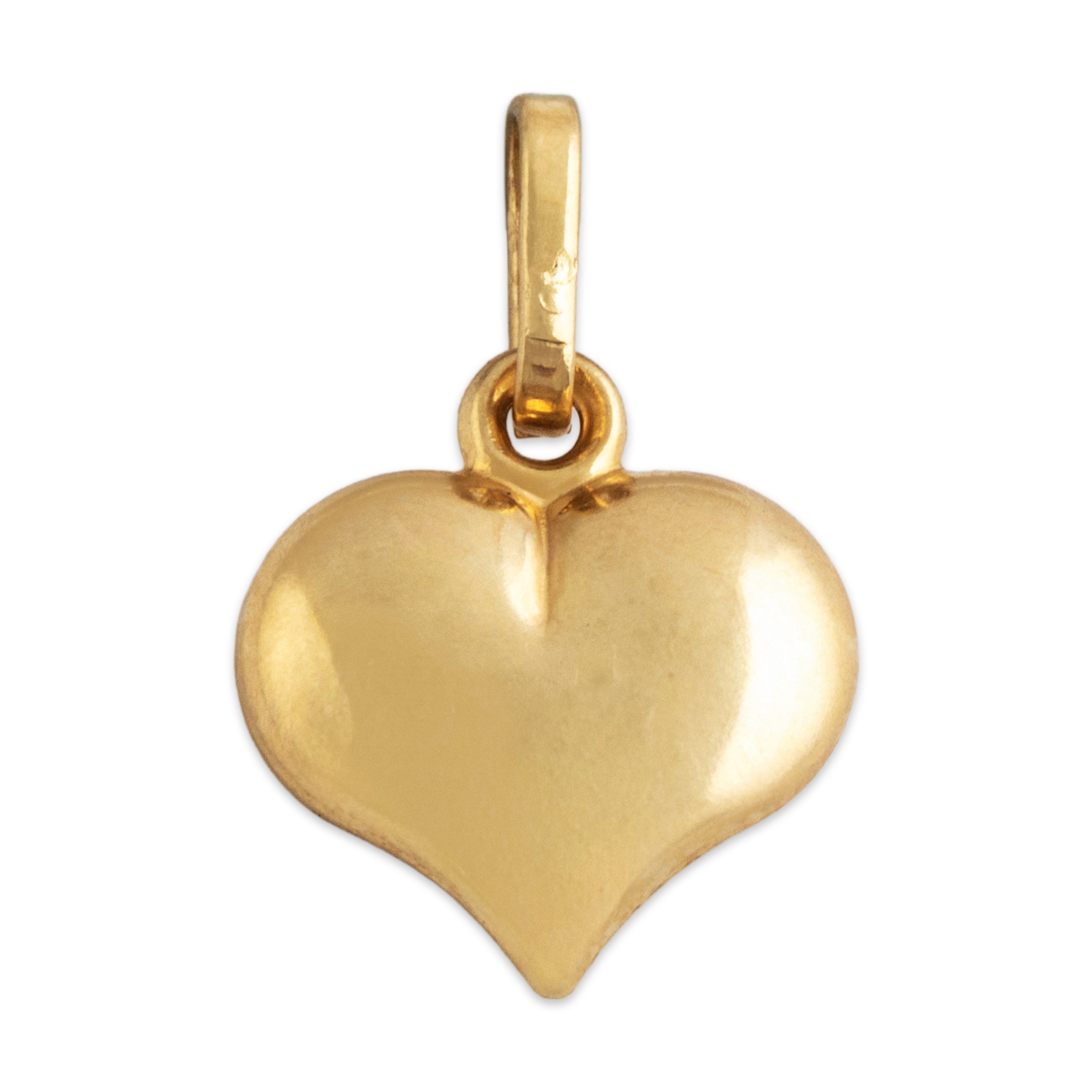 Vintage Small 14k Yellow Gold Brushed Textured Heart Charm / Pendant - Back view