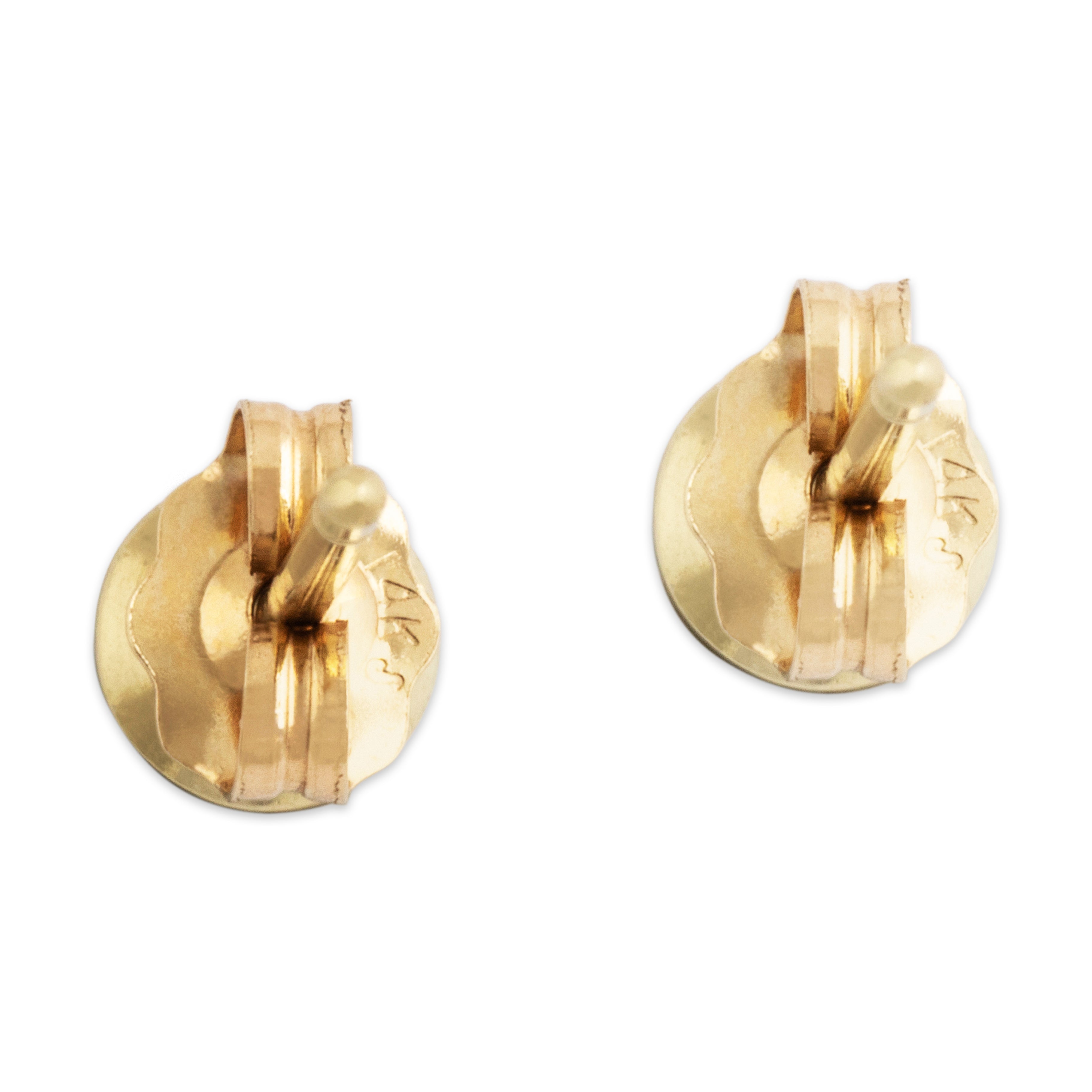 Vintage Small 14k Yellow Gold Robin's Egg Turquoise Cabochon Stud Earrings - Back view