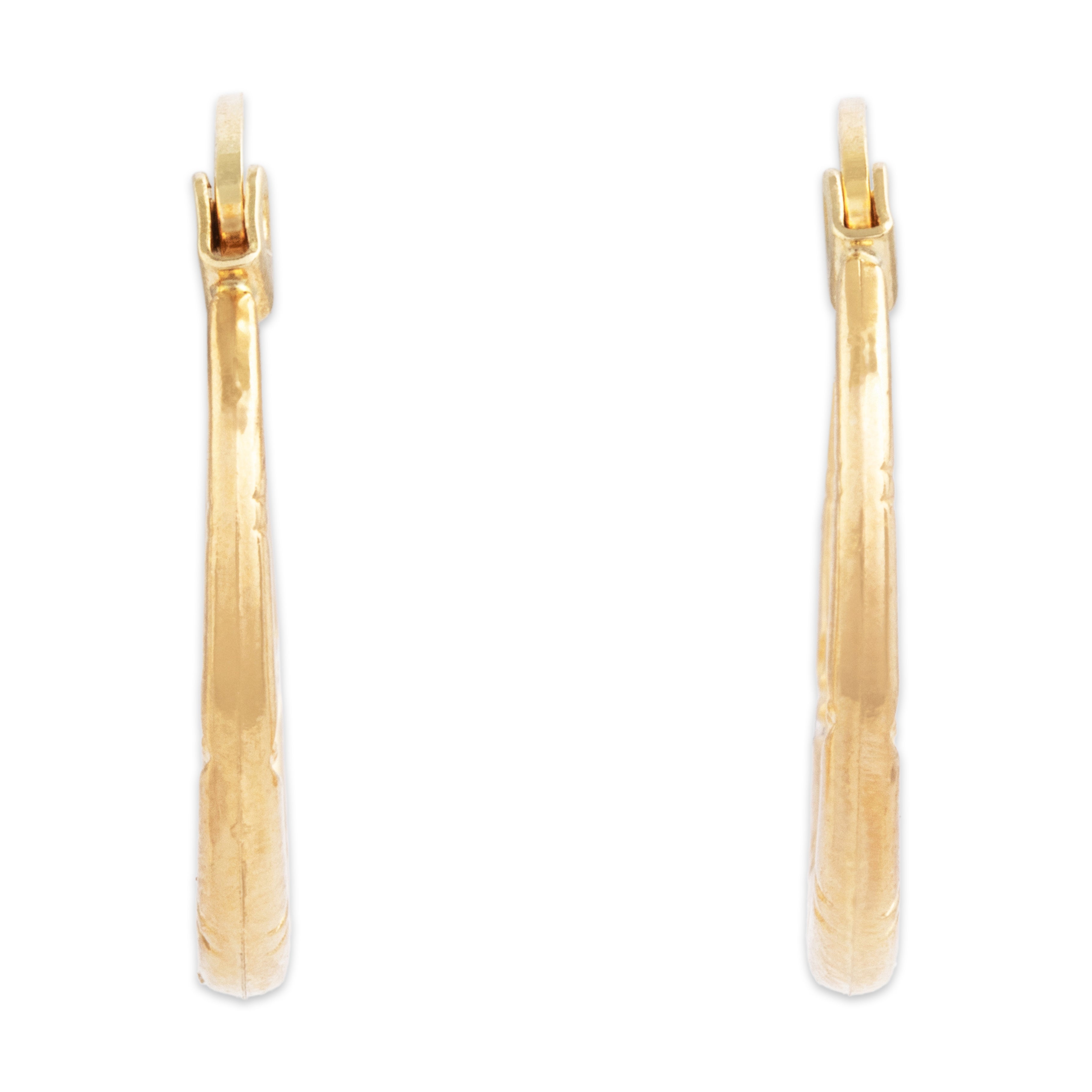 Vintage Lightweight 14k Yellow Gold Everyday Patterned Hoop Earrings - Overall view