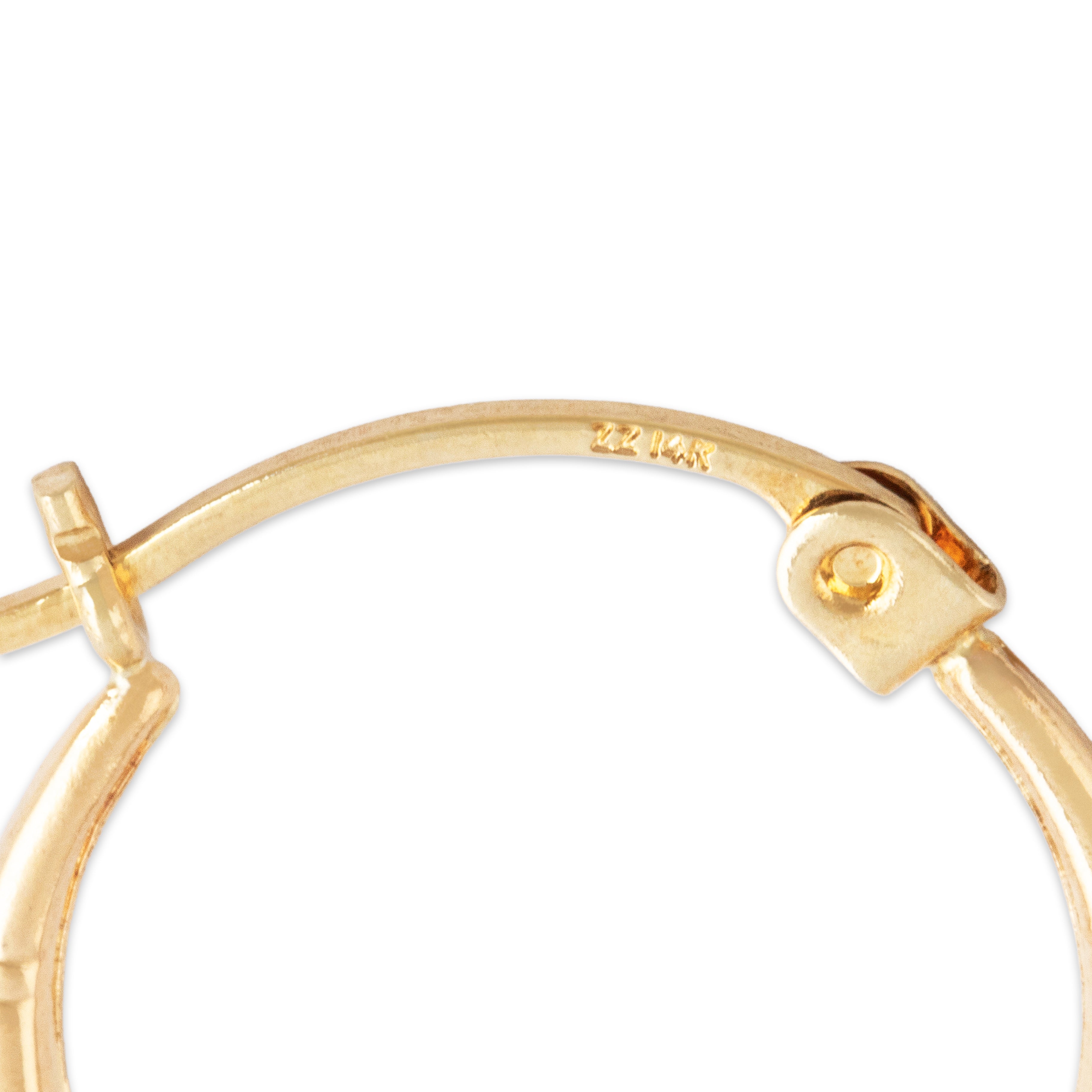 Vintage Lightweight 14k Yellow Gold Everyday Patterned Hoop Earrings - clasp view