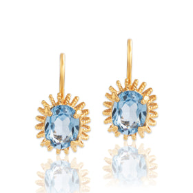 Vintage Italian 18k Yellow Gold 3cttw Blue Synthetic Spinel Beautiful Earrings