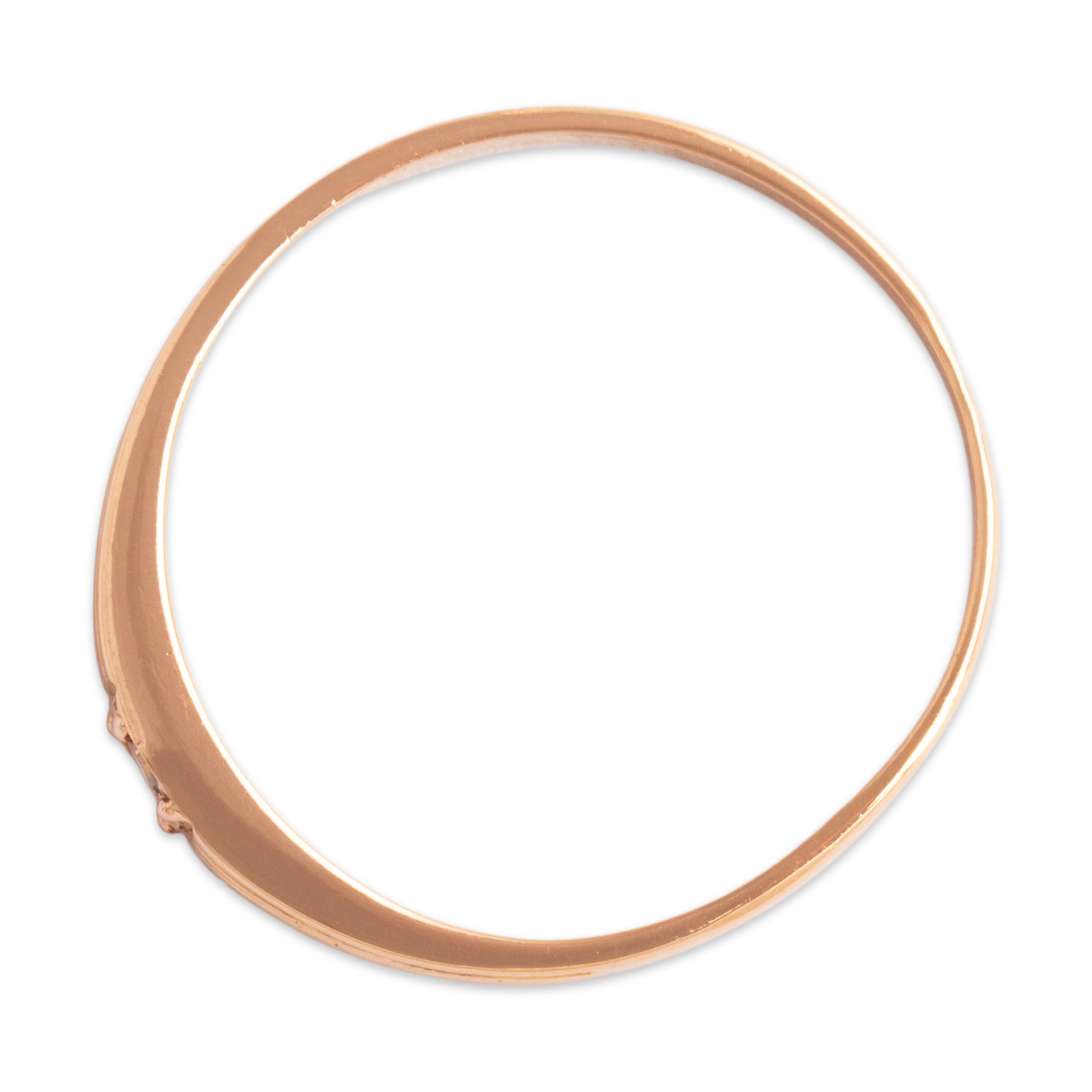 Antique Portuguese Small 19k Rosy Yellow Gold Diamond Dainty Solitaire Ring - detail view #1