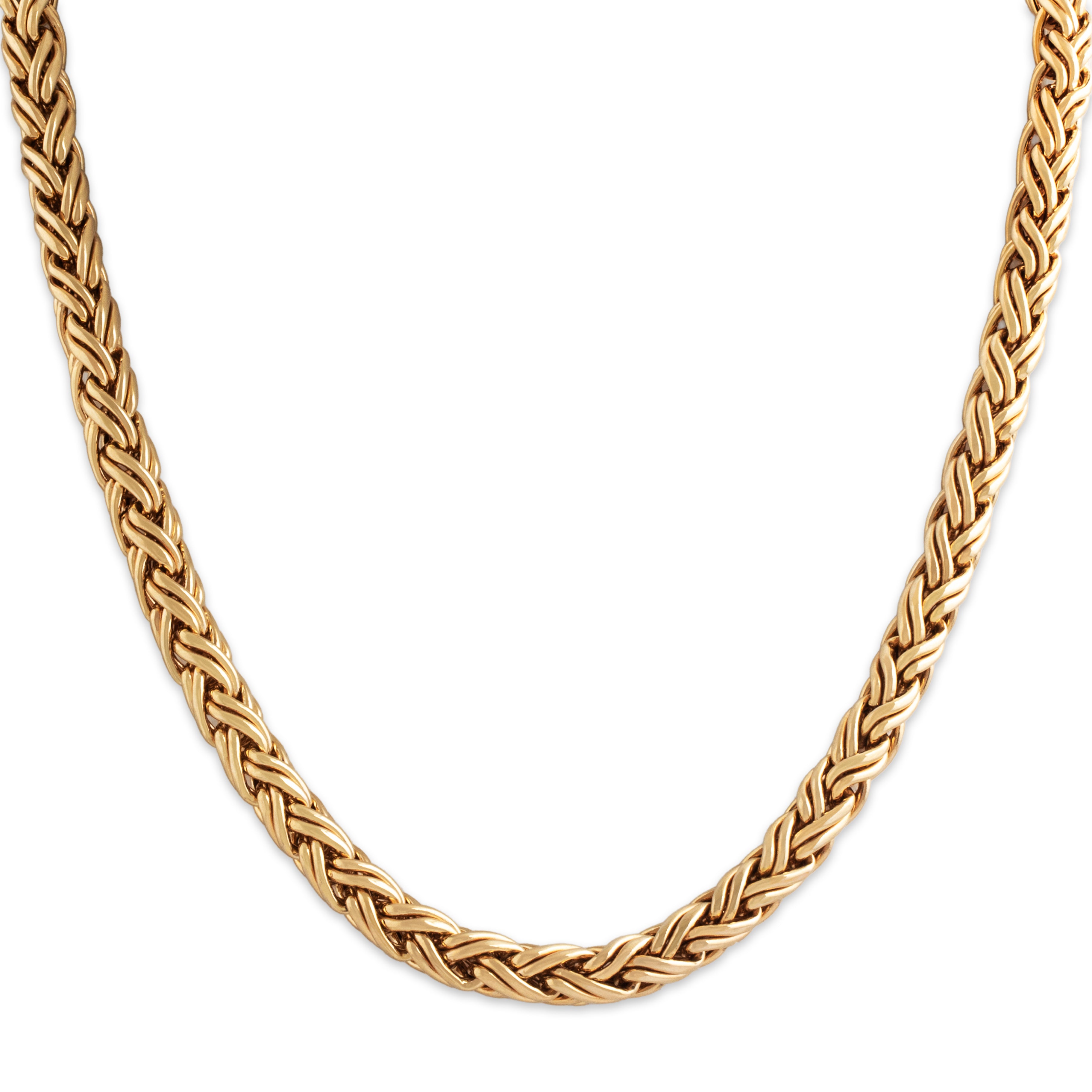 Vintage Tiffany & Co. 14k Yellow Gold Incredible Substantial Wheat Chain Necklace - Close-up view