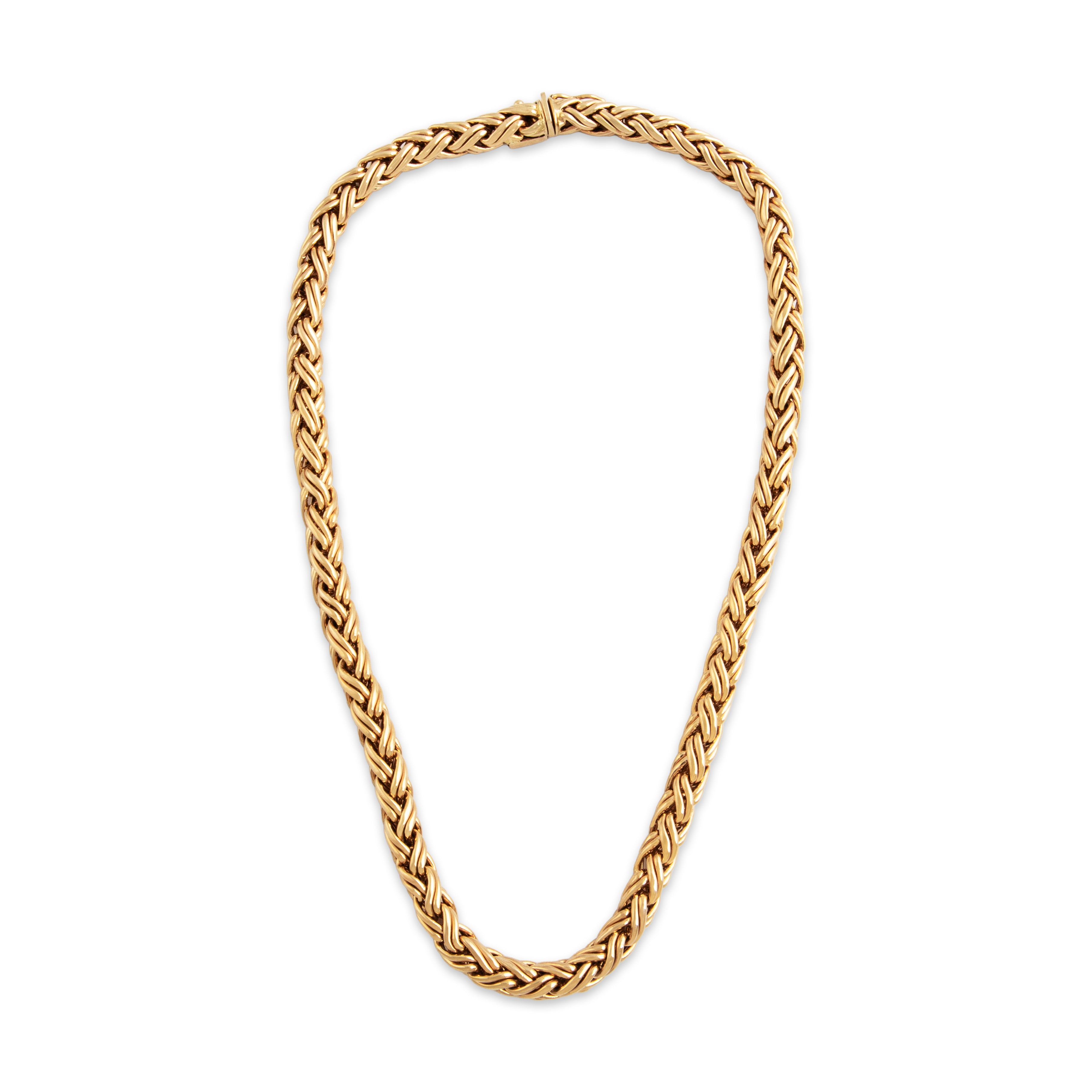 Vintage Tiffany & Co. 14k Yellow Gold Incredible Substantial Wheat Chain Necklace - Overall view