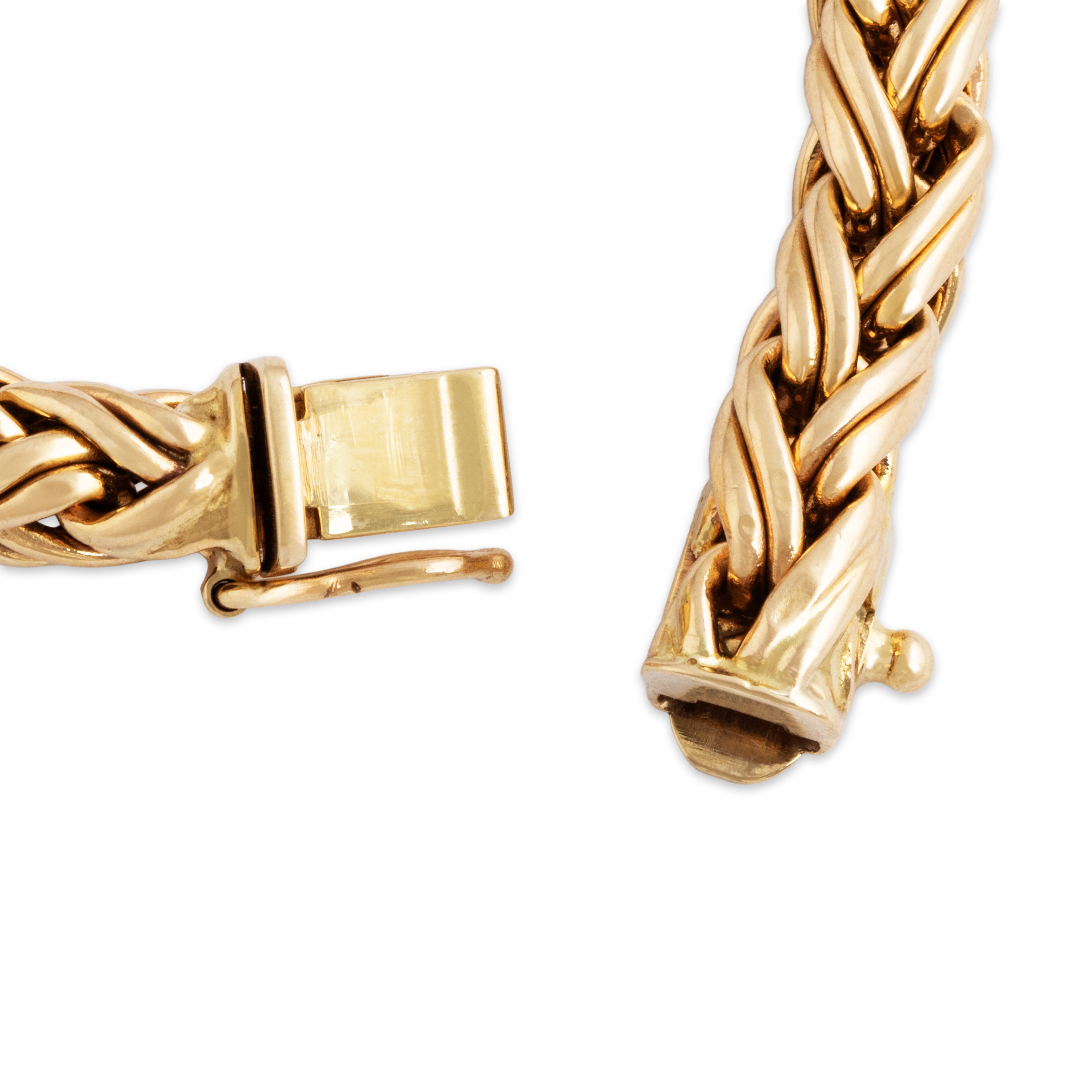 Vintage Tiffany & Co. 14k Yellow Gold Incredible Substantial Wheat Chain Necklace - clasp view