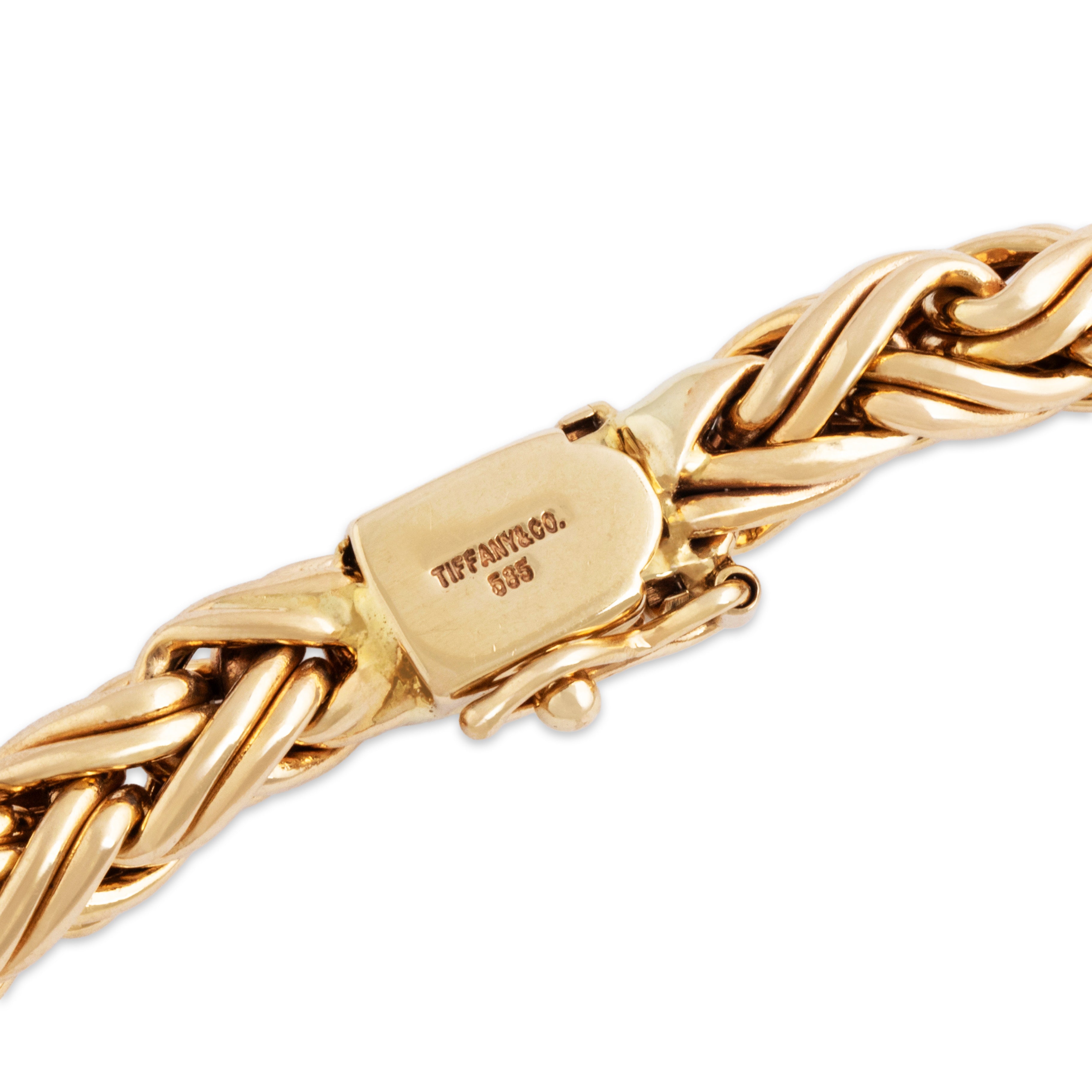 Vintage Tiffany & Co. 14k Yellow Gold Incredible Substantial Wheat Chain Necklace - Hallmark view