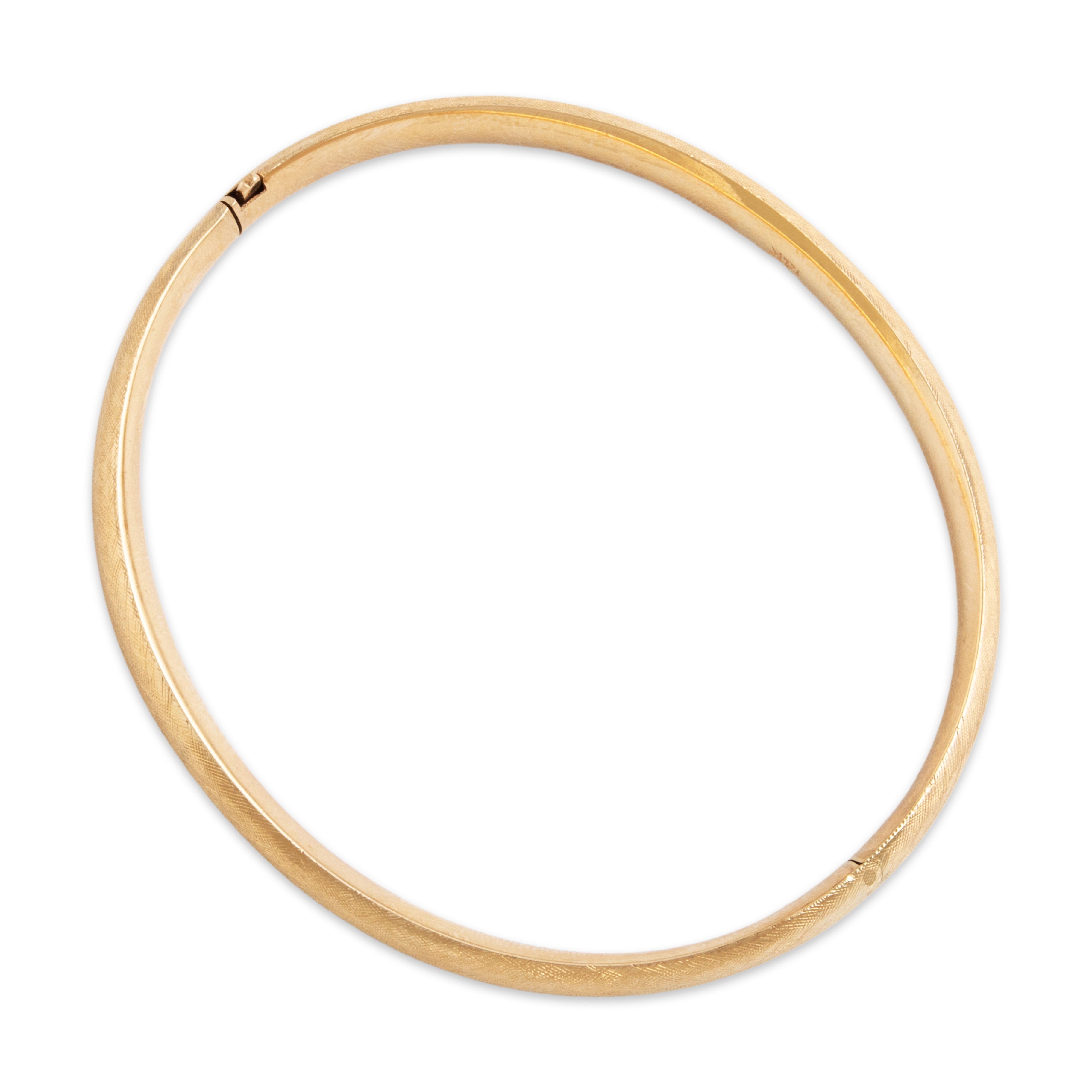 Vintage 14k Yellow Gold Elegant Brushed Bangle Bracelet - detail view #1