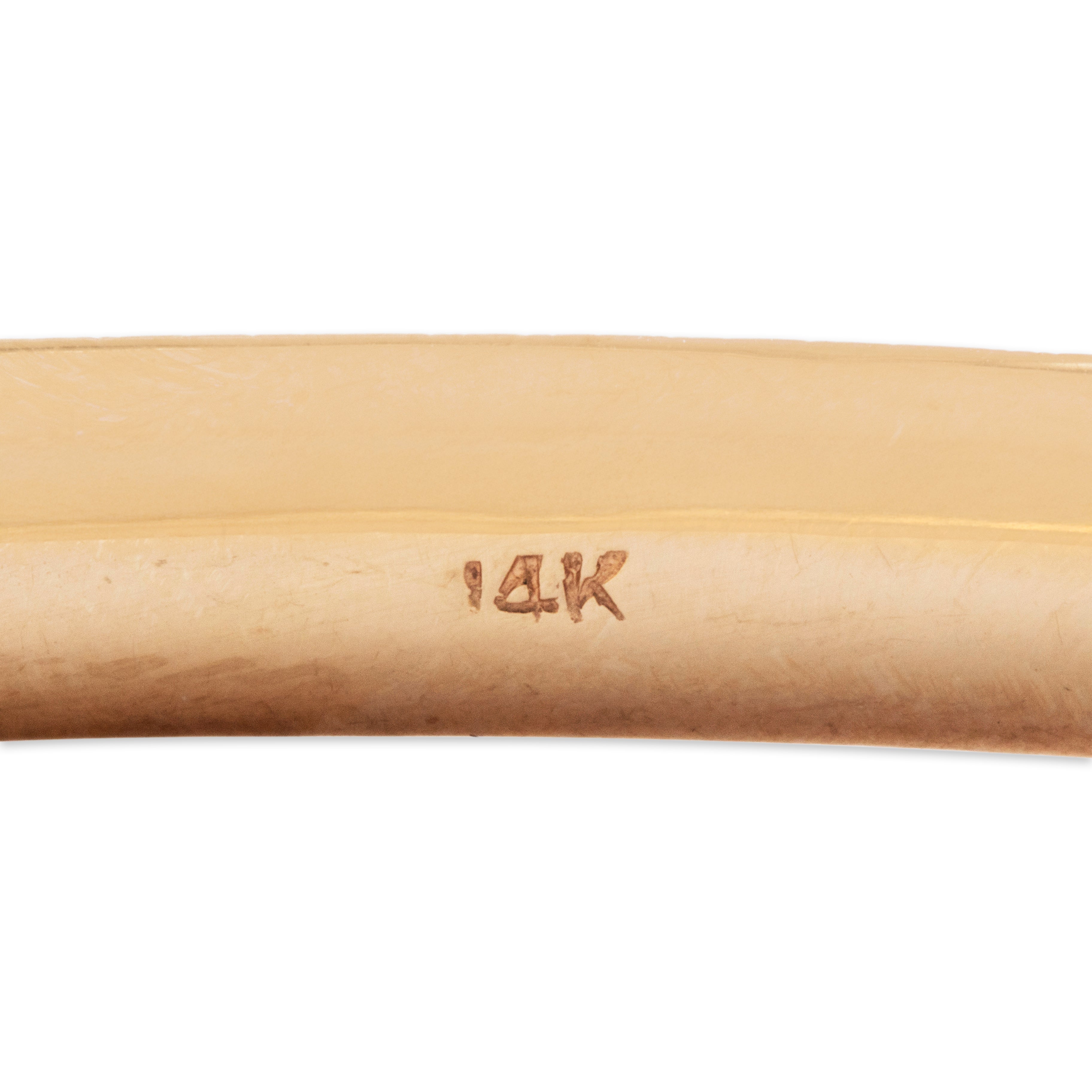 Vintage 14k Yellow Gold Elegant Brushed Bangle Bracelet - Hallmark view