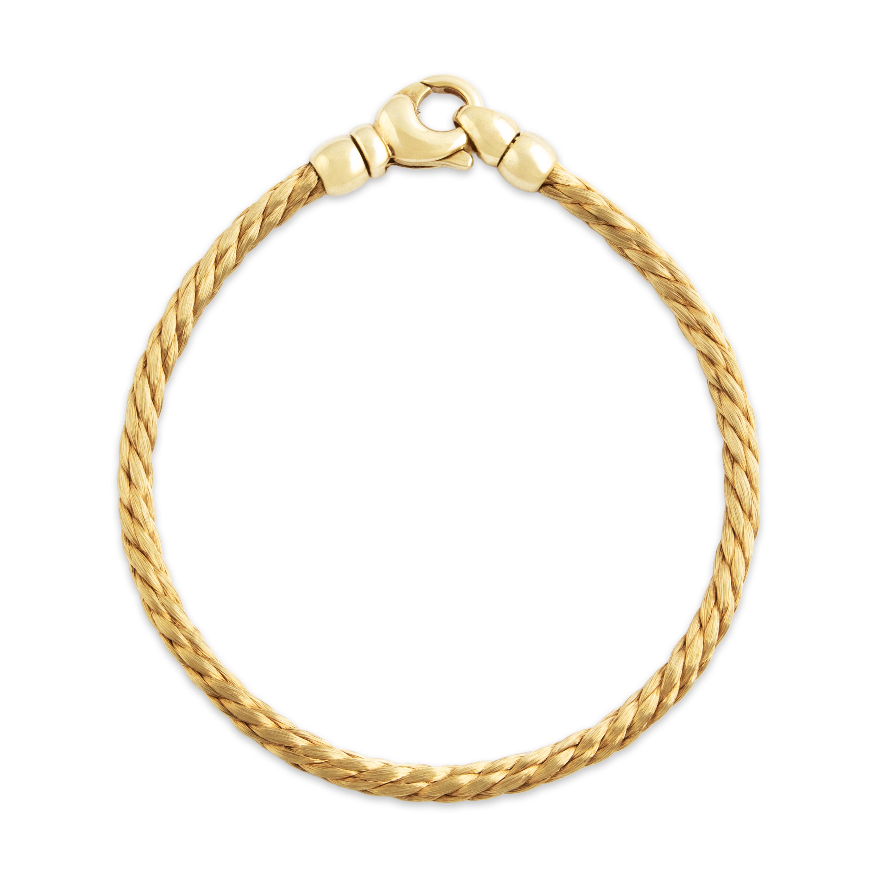 Vintage German 14k Yellow Gold Lovely Satin Twisted Wire Cable Bracelet - Close-up view