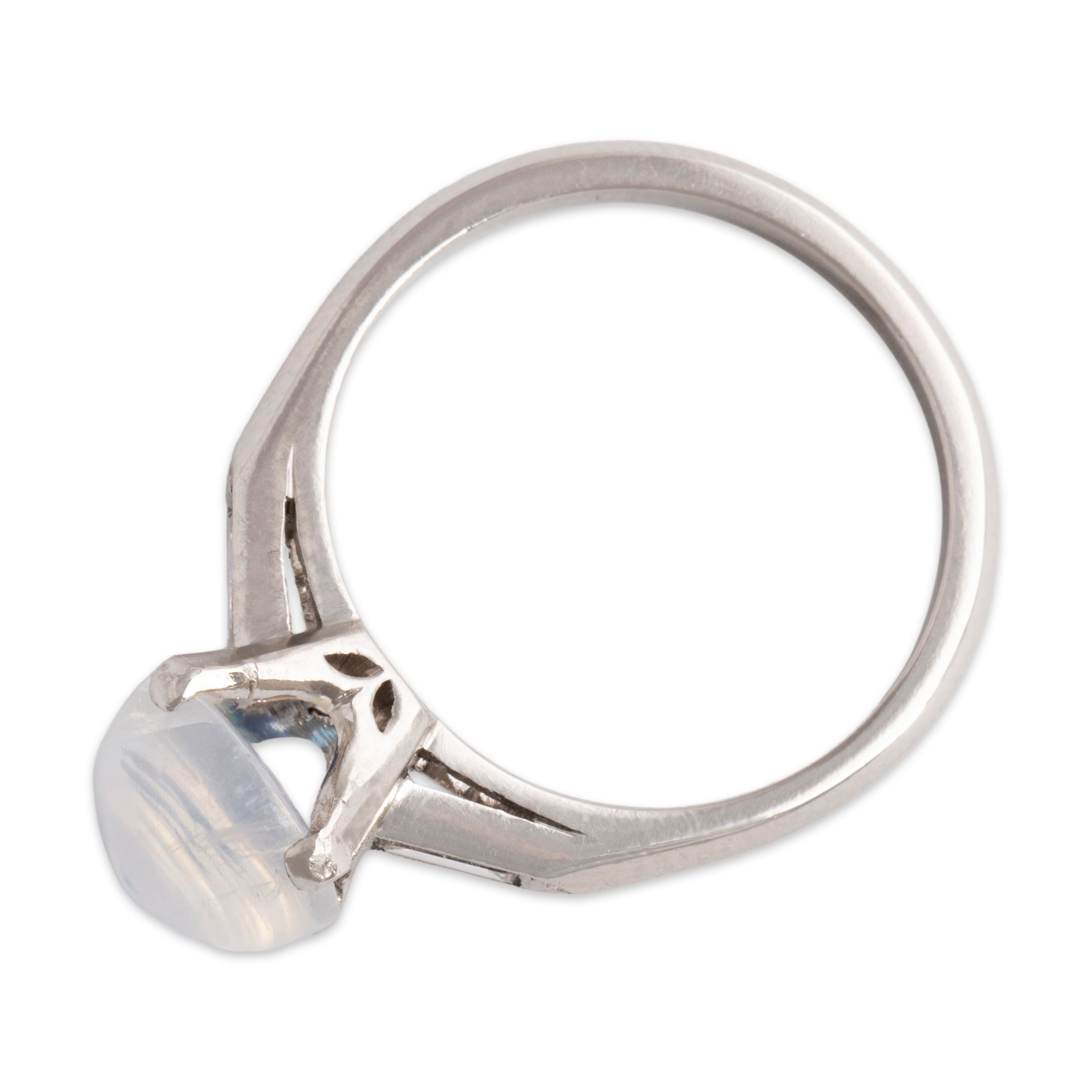 Vintage Platinum 2.07ct Moonstone Diamond Architectural Ring - Overall view