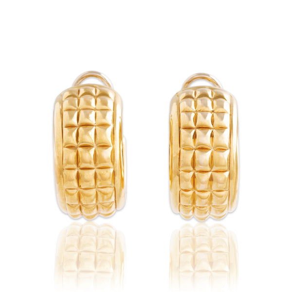 Vintage Italian 18k Yellow Gold Chunky Studded Statement Hoop Earrings