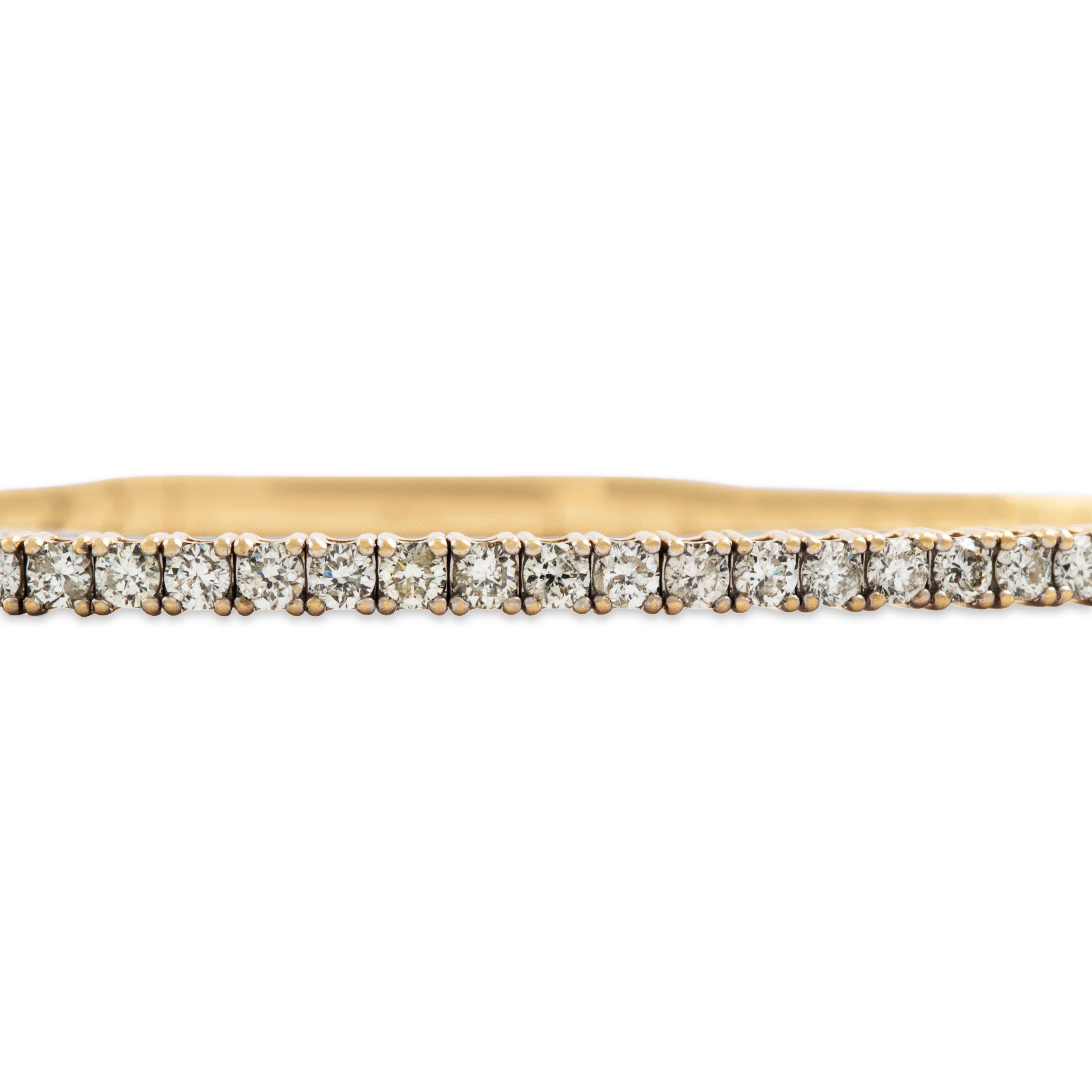 Estate 14k Yellow Gold 1cttw Diamond Sleek Flexible Bangle Bracelet - detail view #1