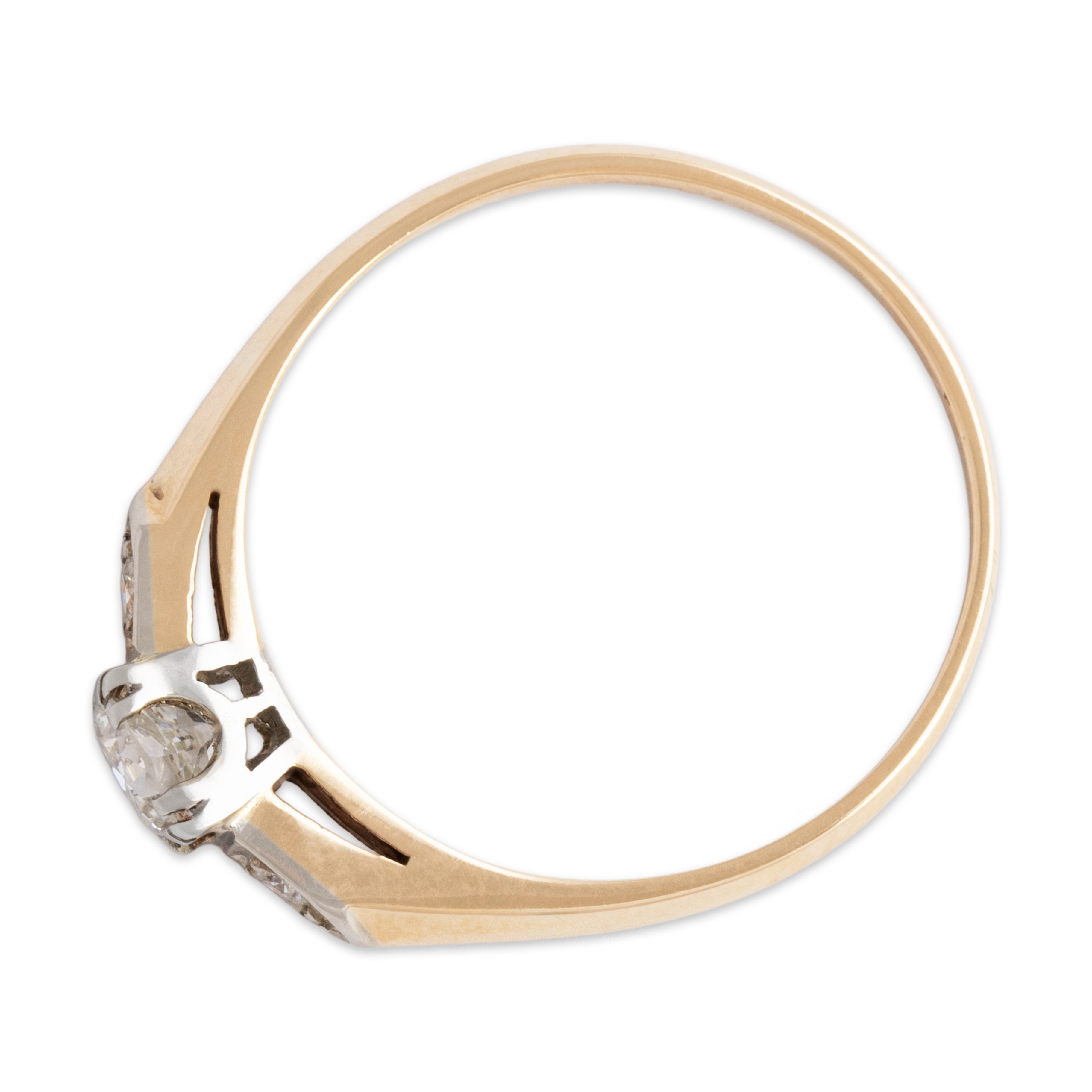 Vintage 14k Yellow & White Gold .286cttw Diamond Dainty Trio Ring - Overall view