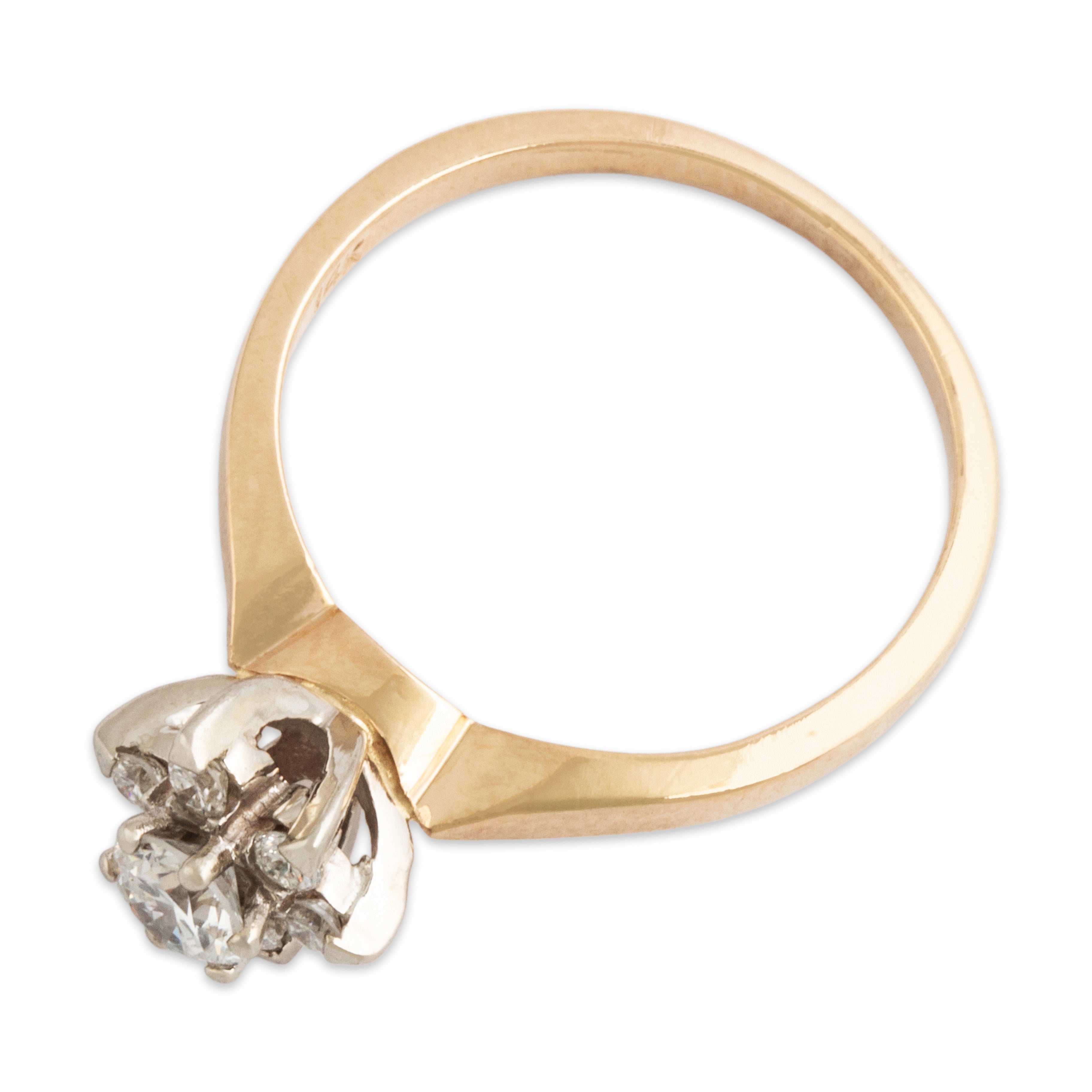 Vintage 14k Yellow Gold .35cttw Diamond Floral Cluster Ring - Overall view