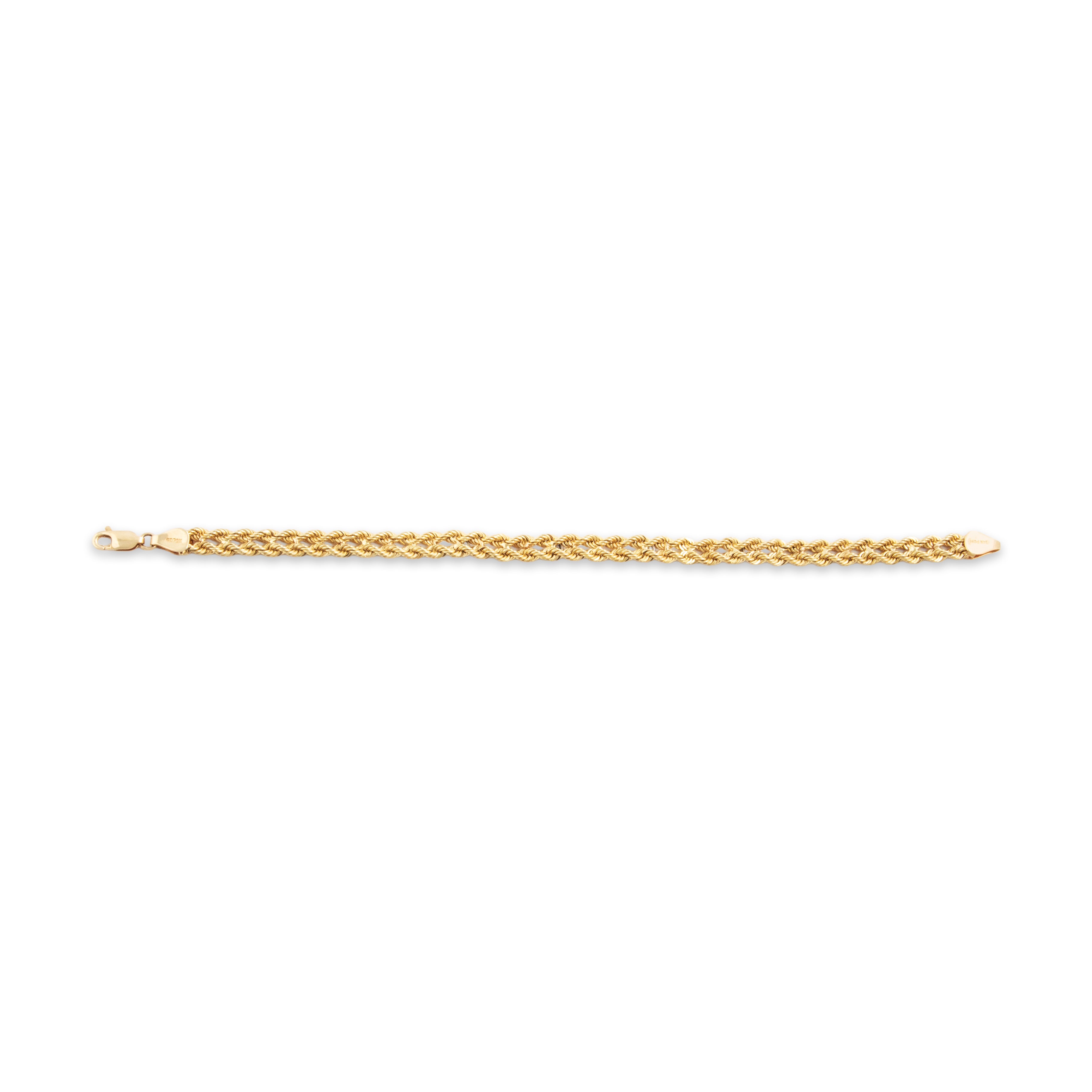 Vintage 14k Yellow Gold Diamond Braided Rope Chain Bracelet - Overall view