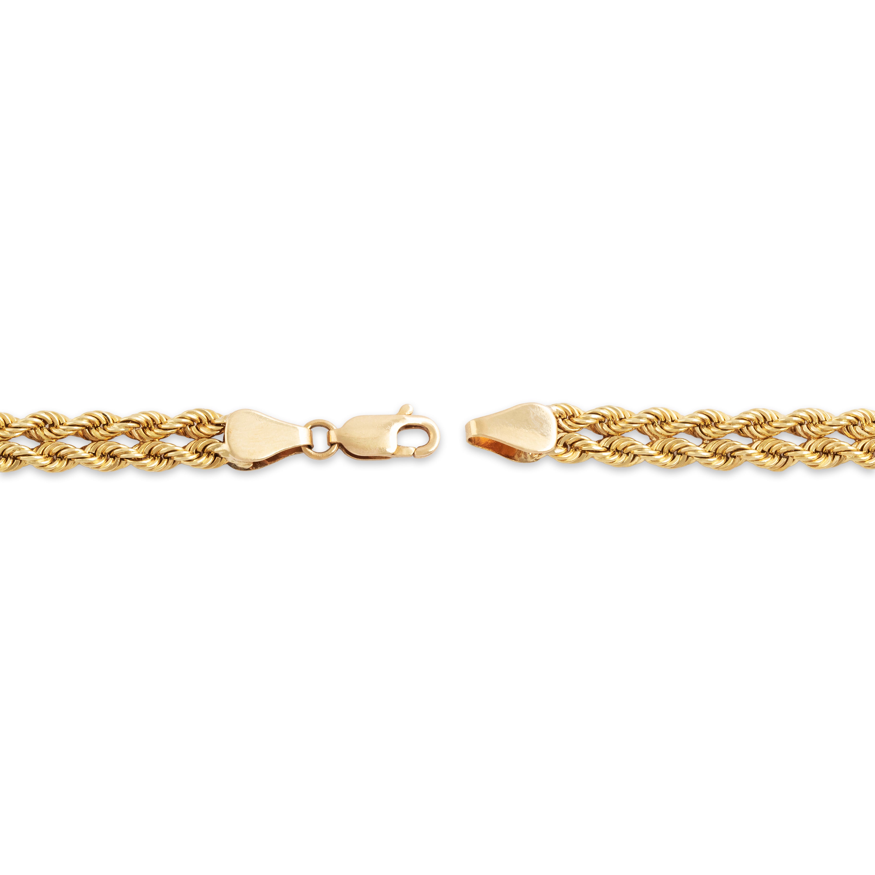Vintage 14k Yellow Gold Diamond Braided Rope Chain Bracelet - clasp view
