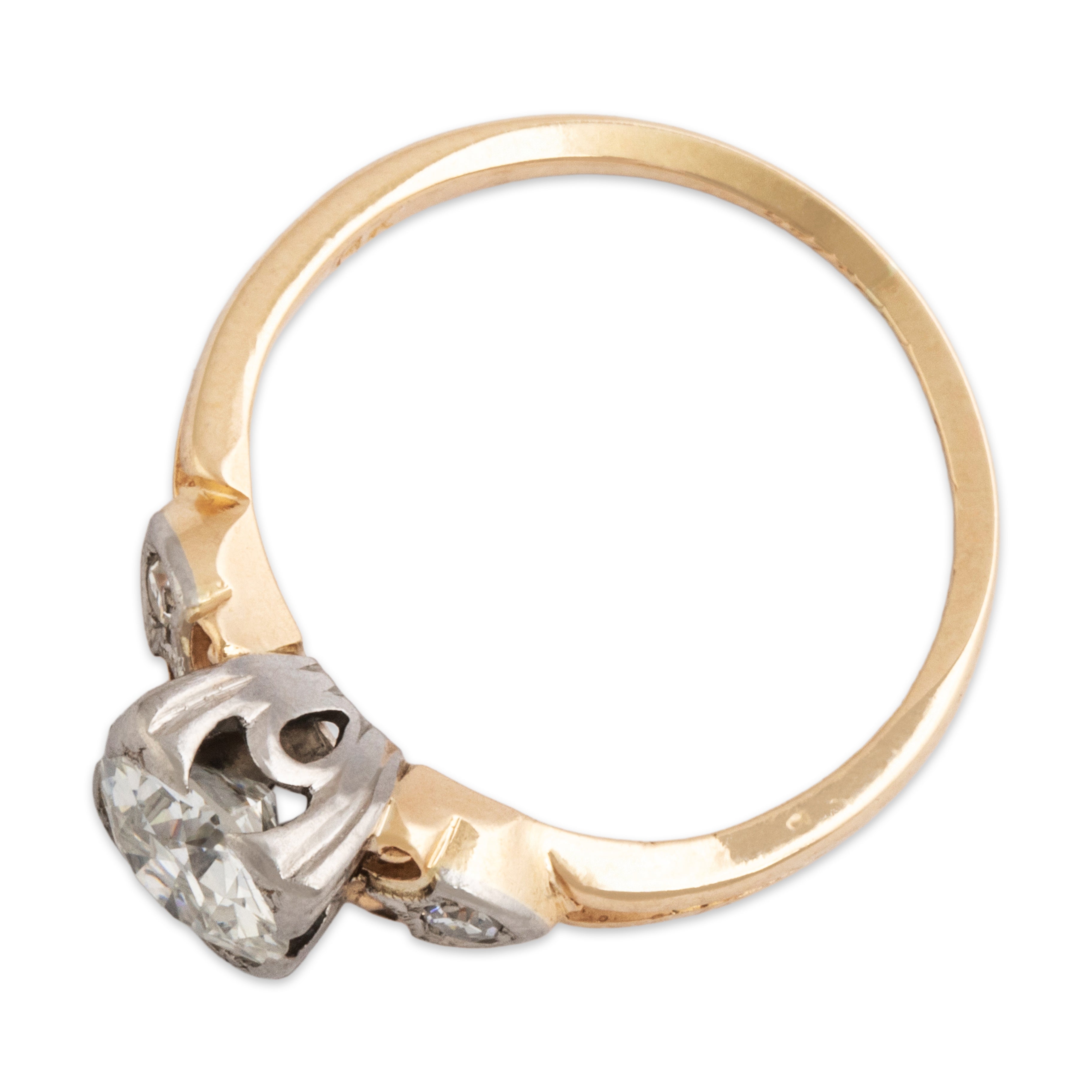 Vintage 14k Yellow & White Gold .836cttw Old European Diamond Romantic Ring - Overall view