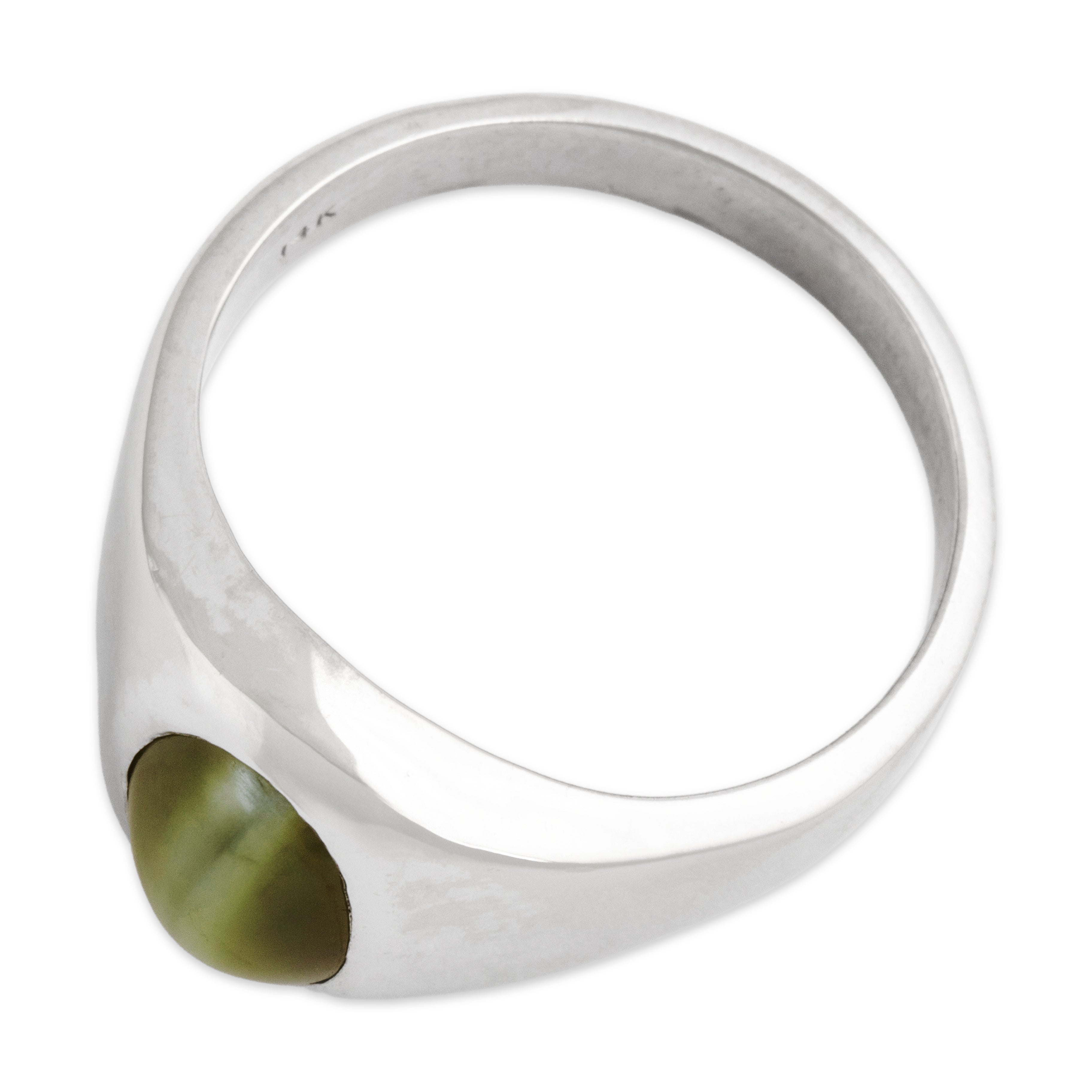 Vintage 14k White Gold 4.34ct Cat's Eye Chrysoberyl Stunning Signet Ring 11.75
