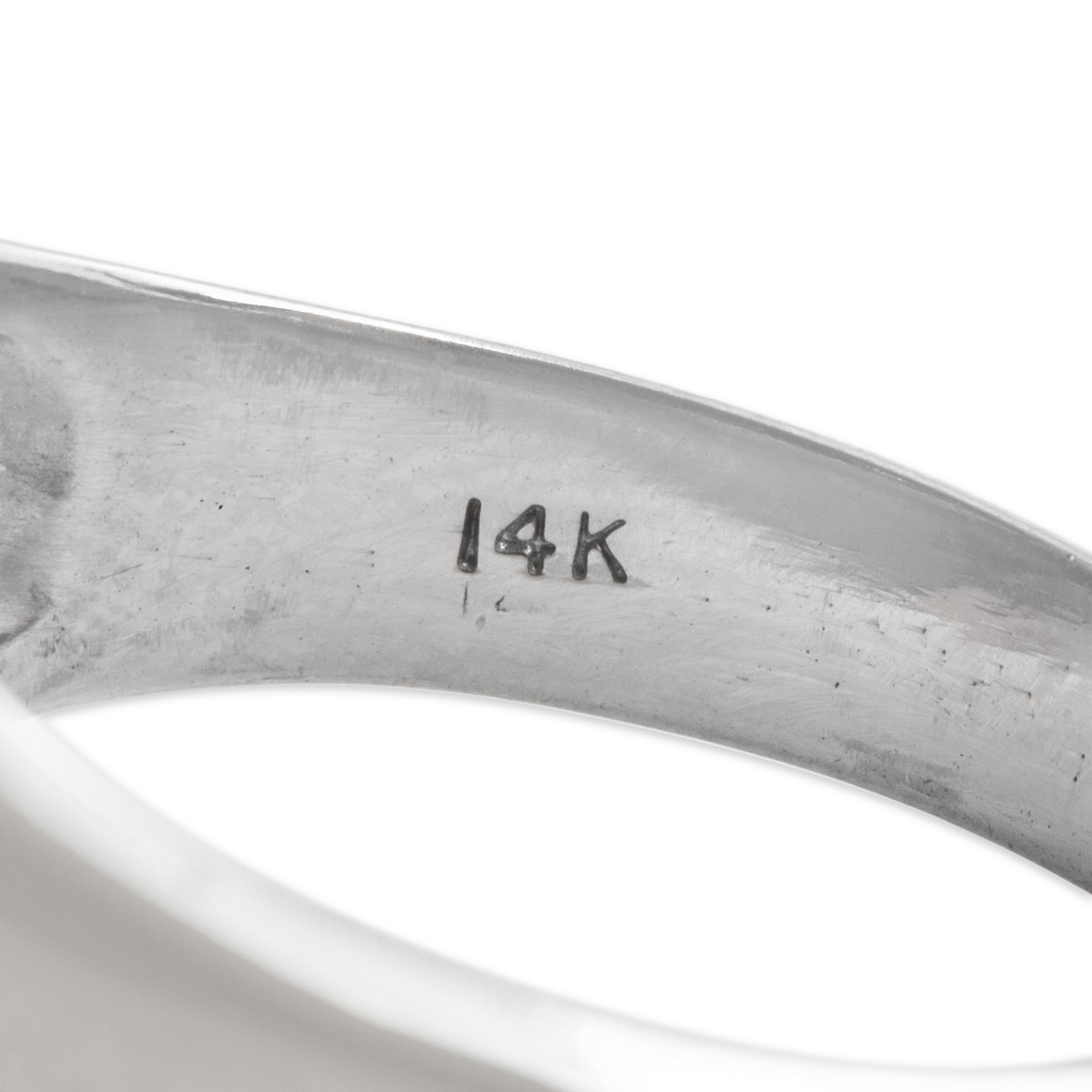 Vintage 14k White Gold 4.34ct Cat's Eye Chrysoberyl Stunning Signet Ring 11.75