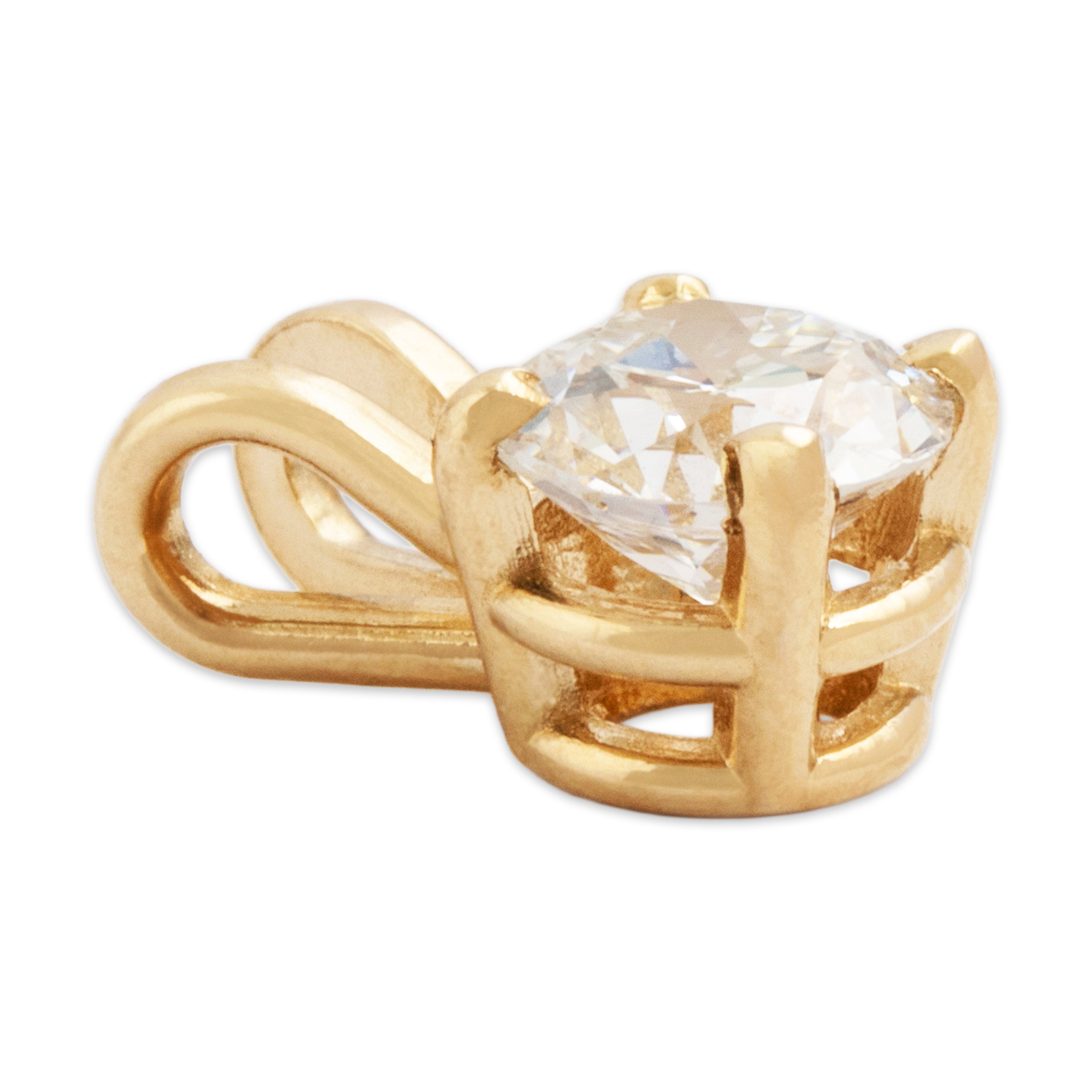 Vintage Small 14k Yellow Gold .57ct Old European Diamond Solitaire Pendant - Side view