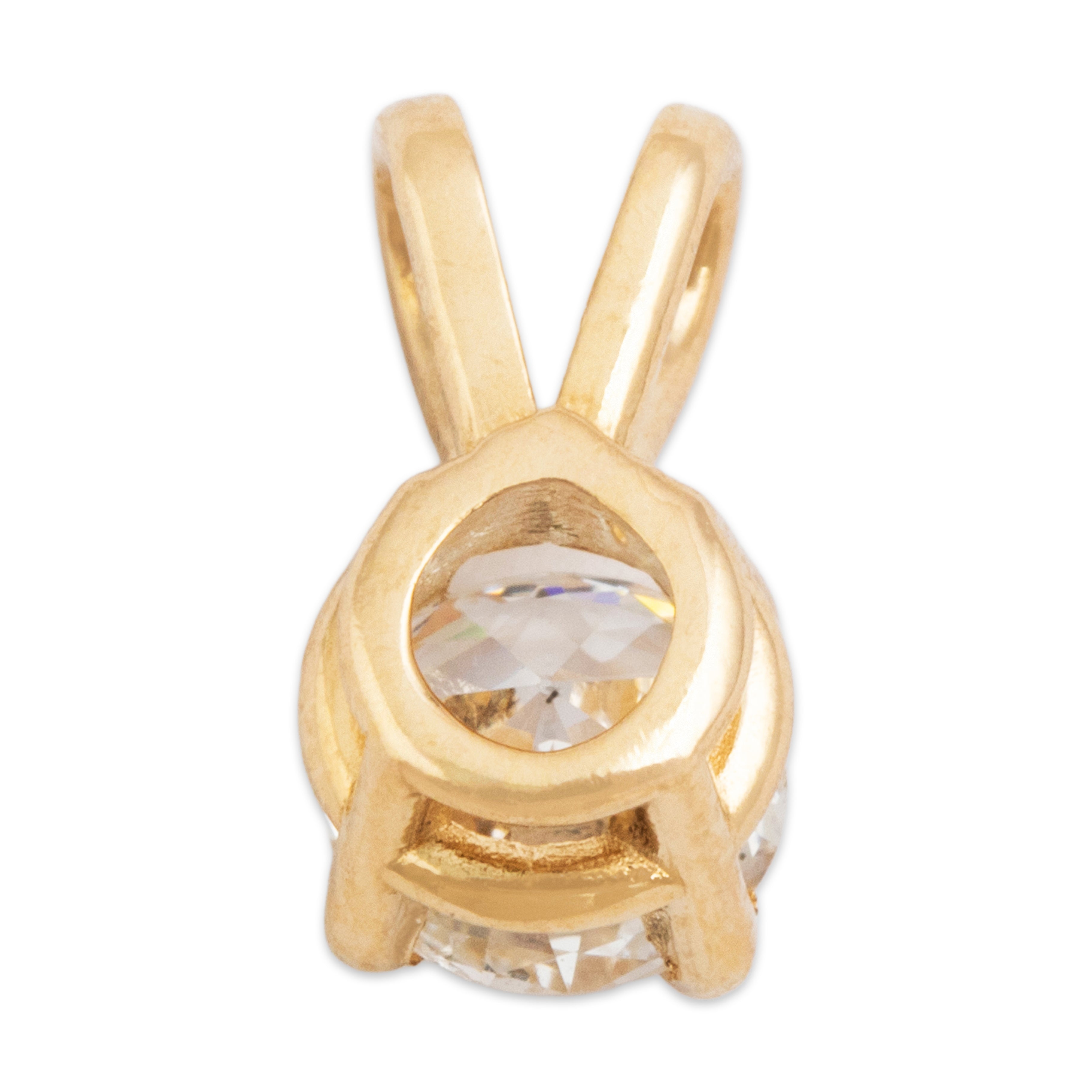 Vintage Small 14k Yellow Gold .57ct Old European Diamond Solitaire Pendant - Back view
