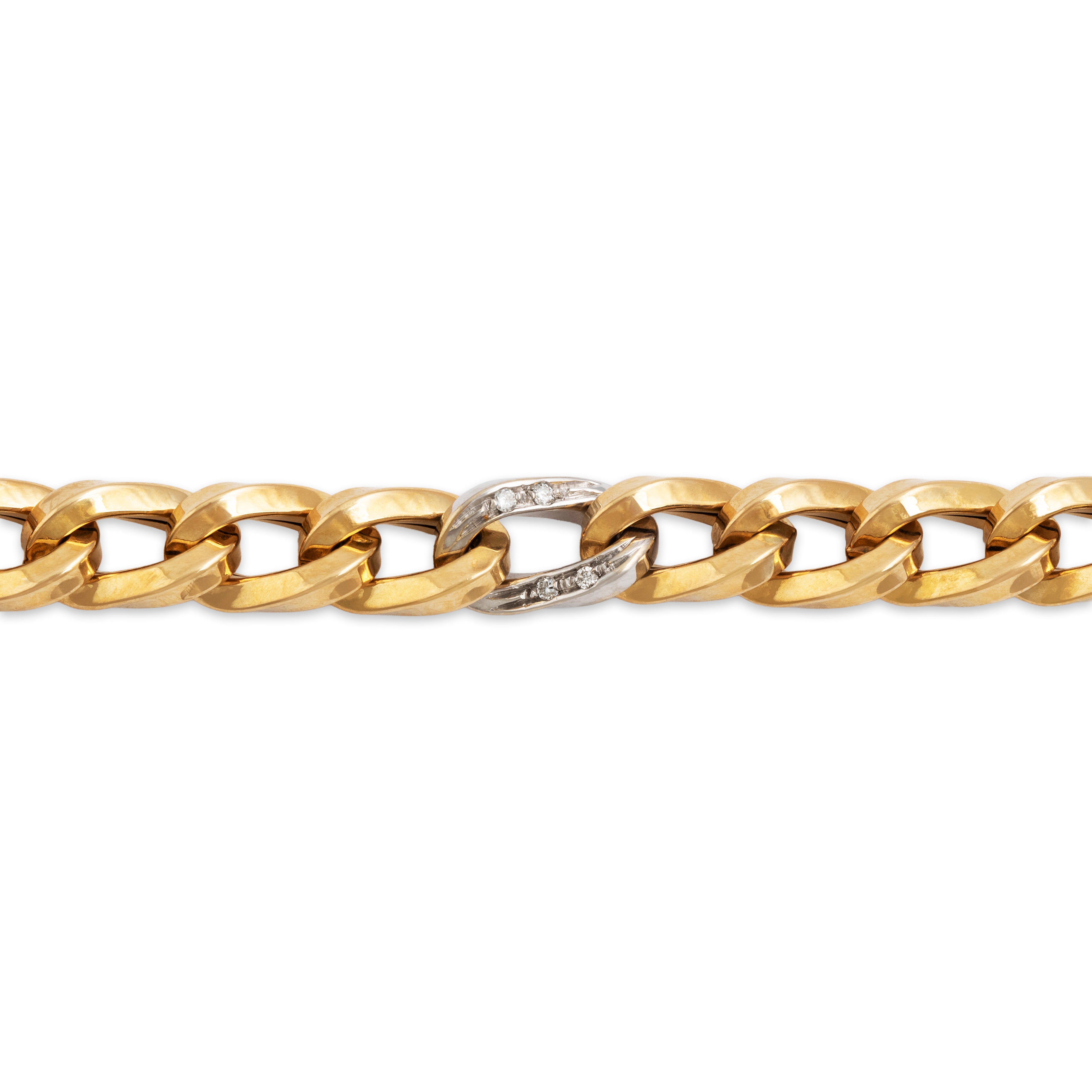 Vintage Italian 18k Yellow & White Gold Diamond Stunning Curb Link Bracelet - detail view #1