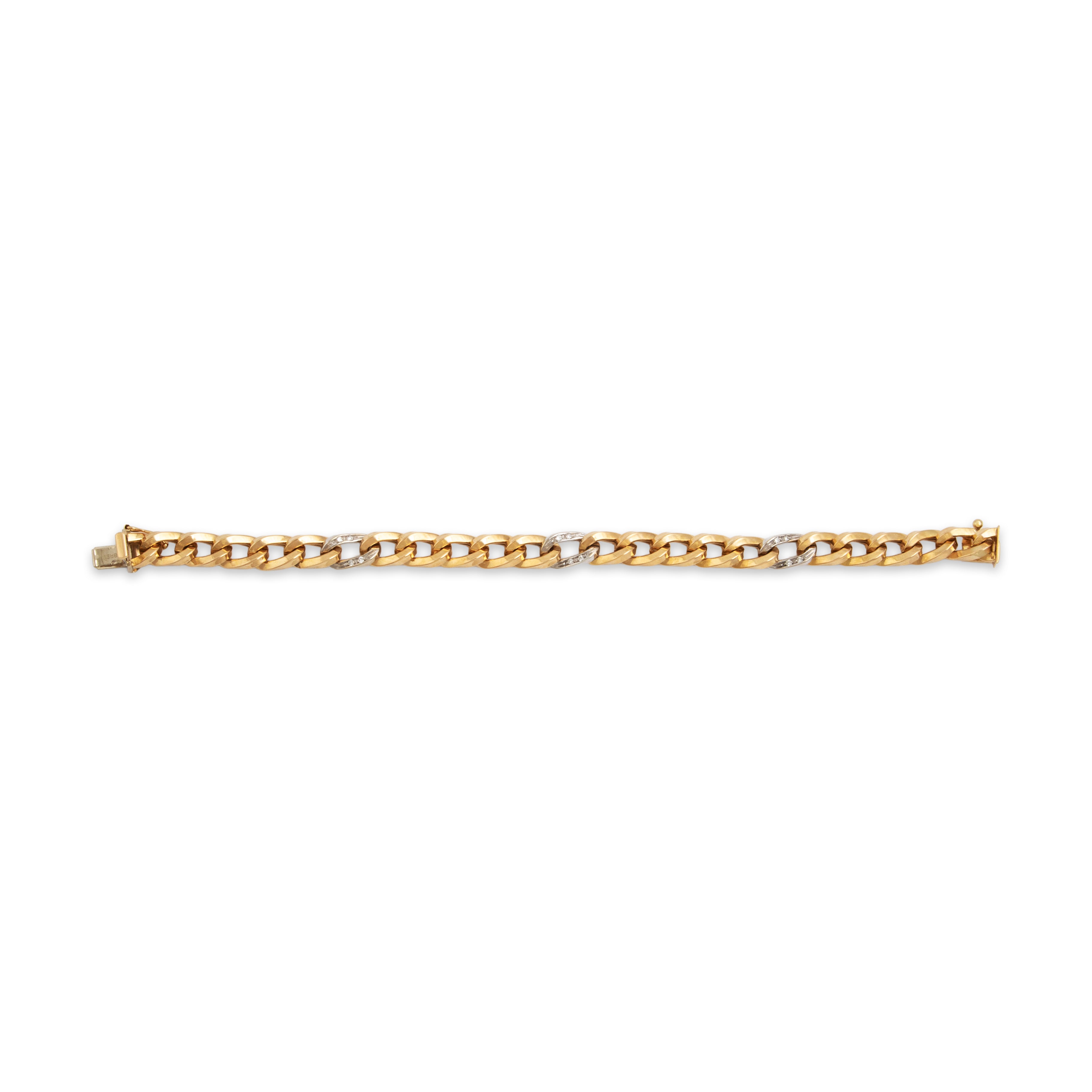 Vintage Italian 18k Yellow & White Gold Diamond Stunning Curb Link Bracelet - Overall view