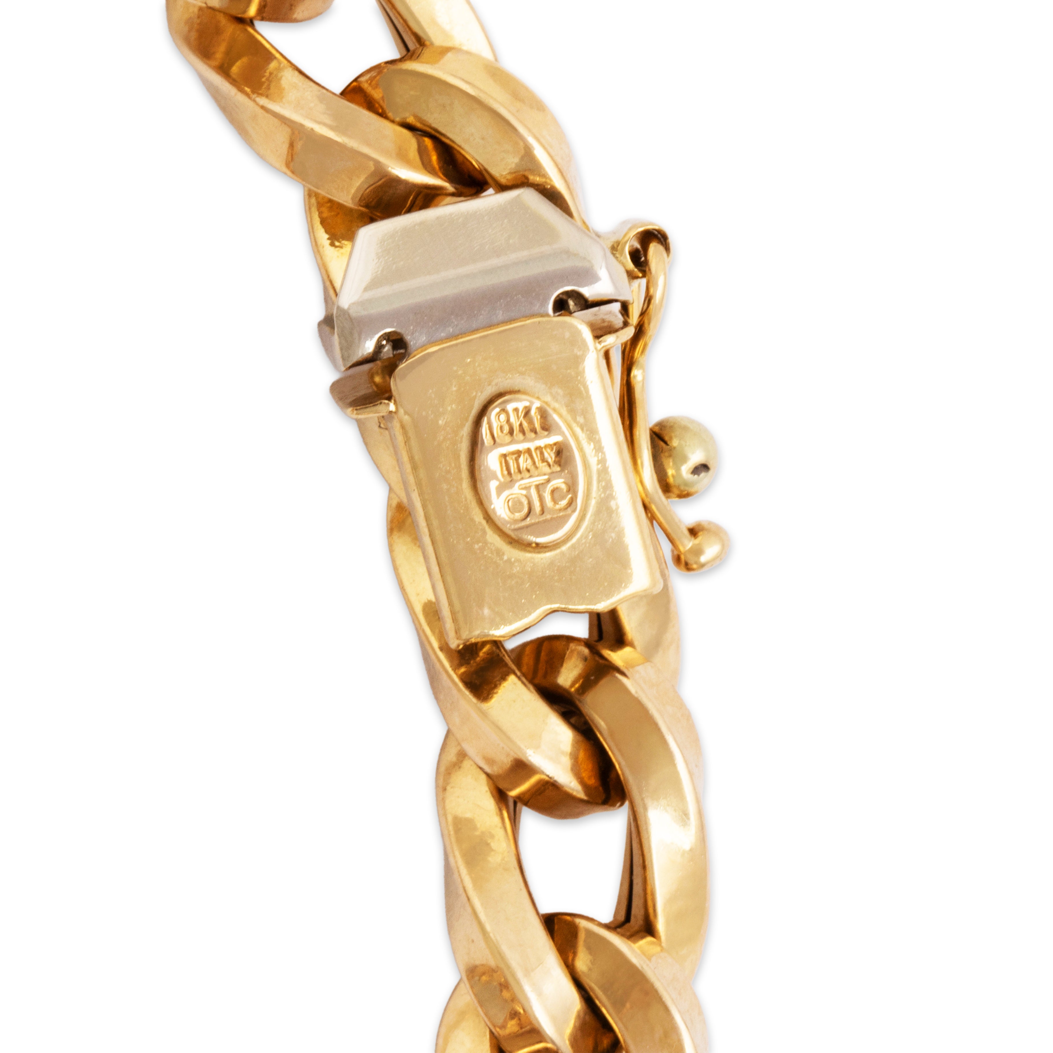 Vintage Italian 18k Yellow & White Gold Diamond Stunning Curb Link Bracelet - Hallmark view