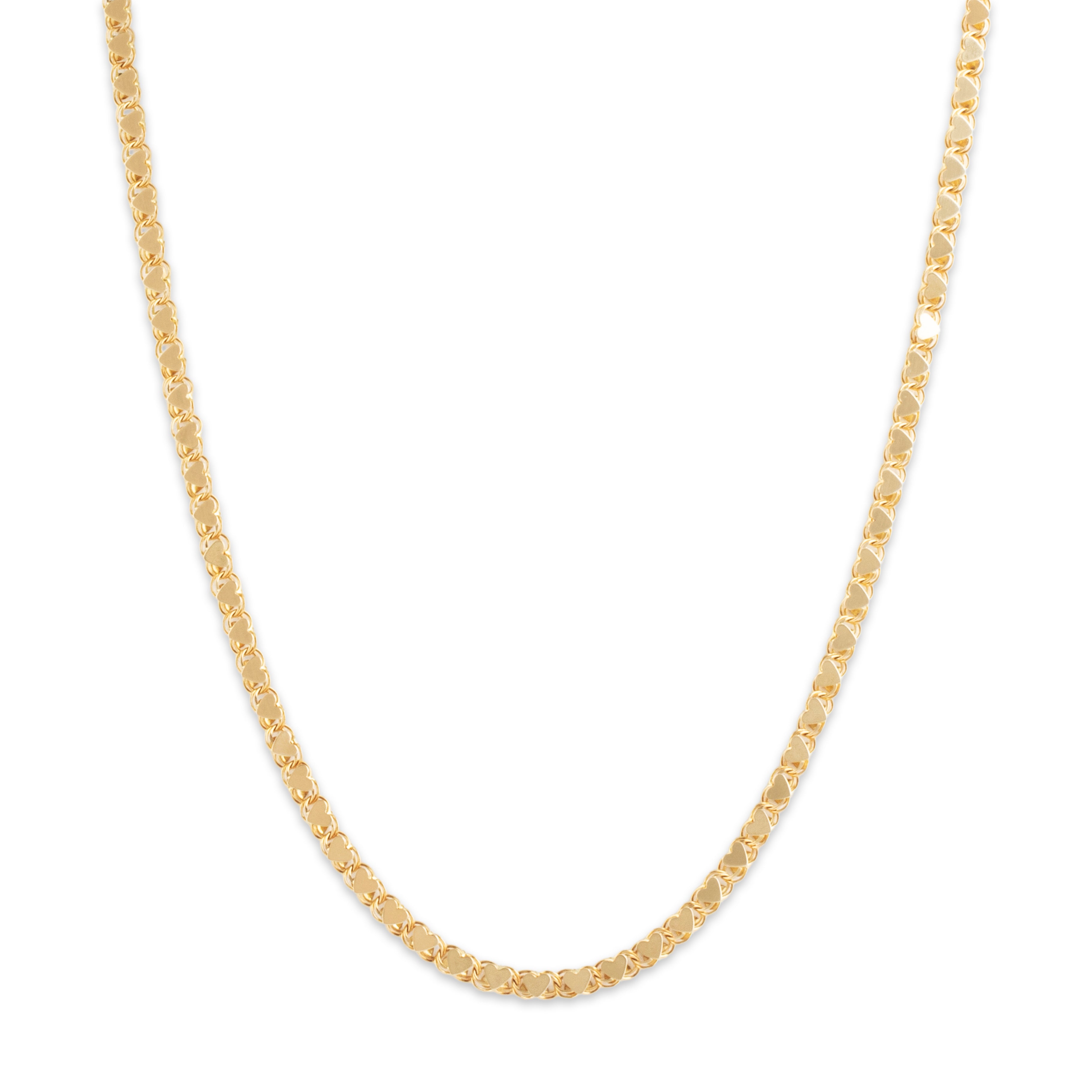 Vintage 14k Yellow Gold Mini Heart Link Necklace - Close-up view
